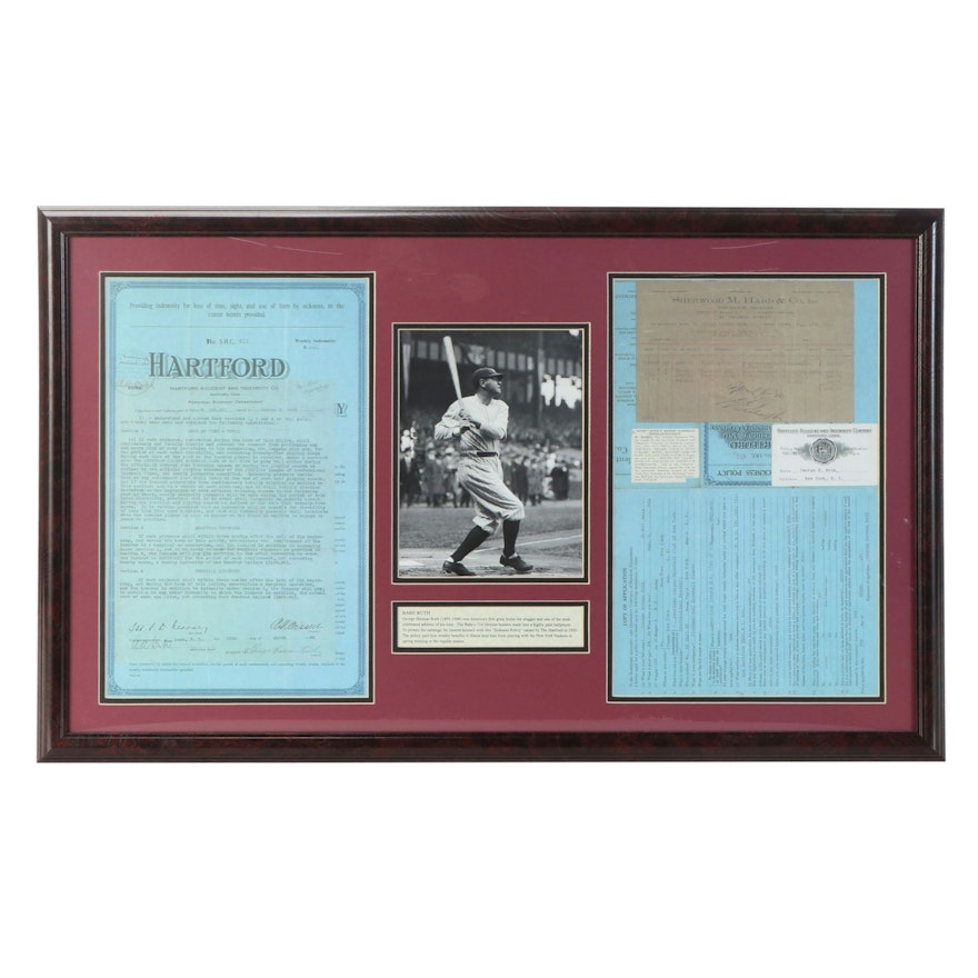 Babe Ruth Reprint Hartford Insurance Forms and More Ephemera | EBTH