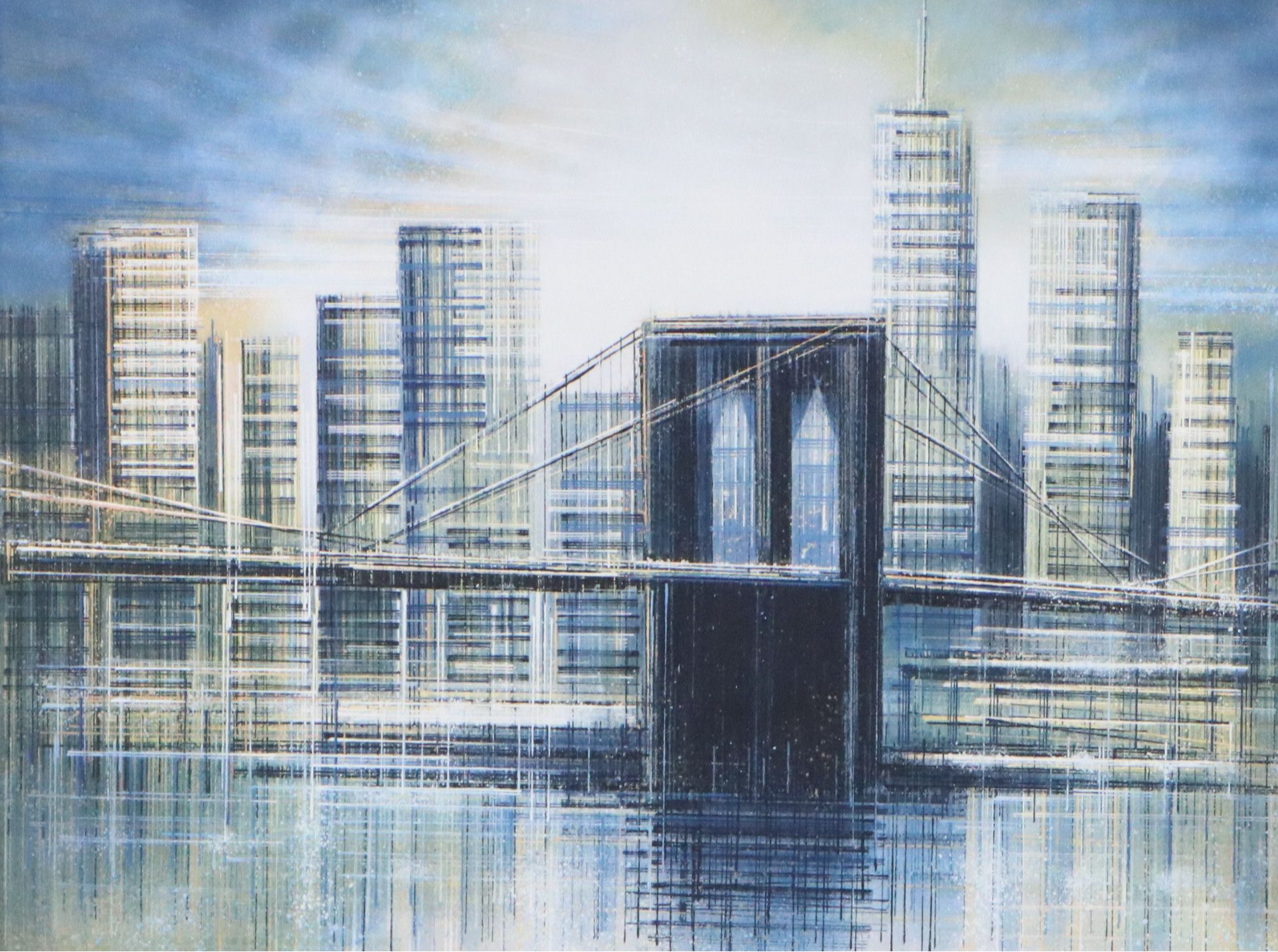 Marc Todd Acrylic Painting "The Brooklyn Bridge at Sunset," 2023