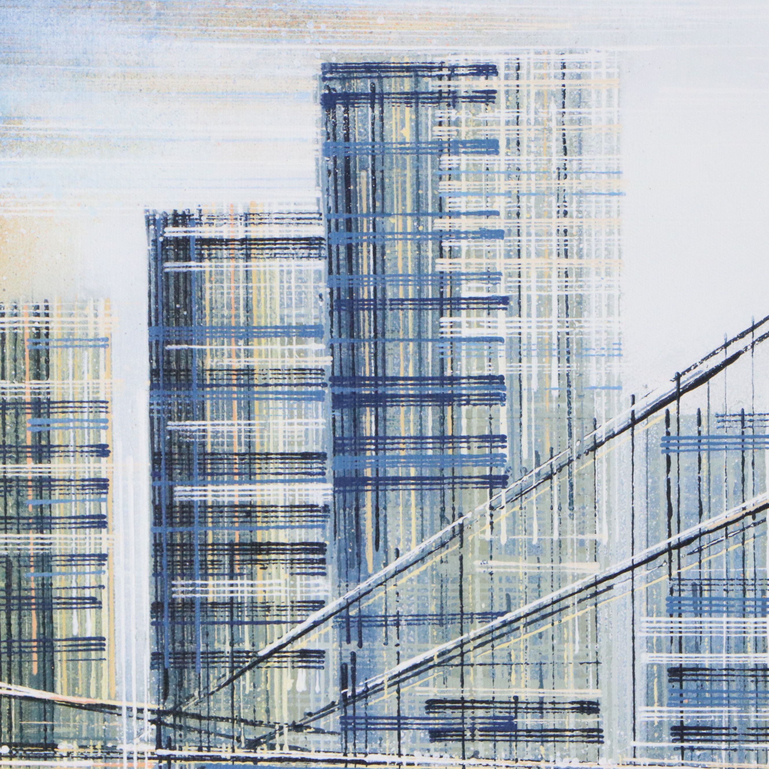 Marc Todd Acrylic Painting "The Brooklyn Bridge at Sunset," 2023