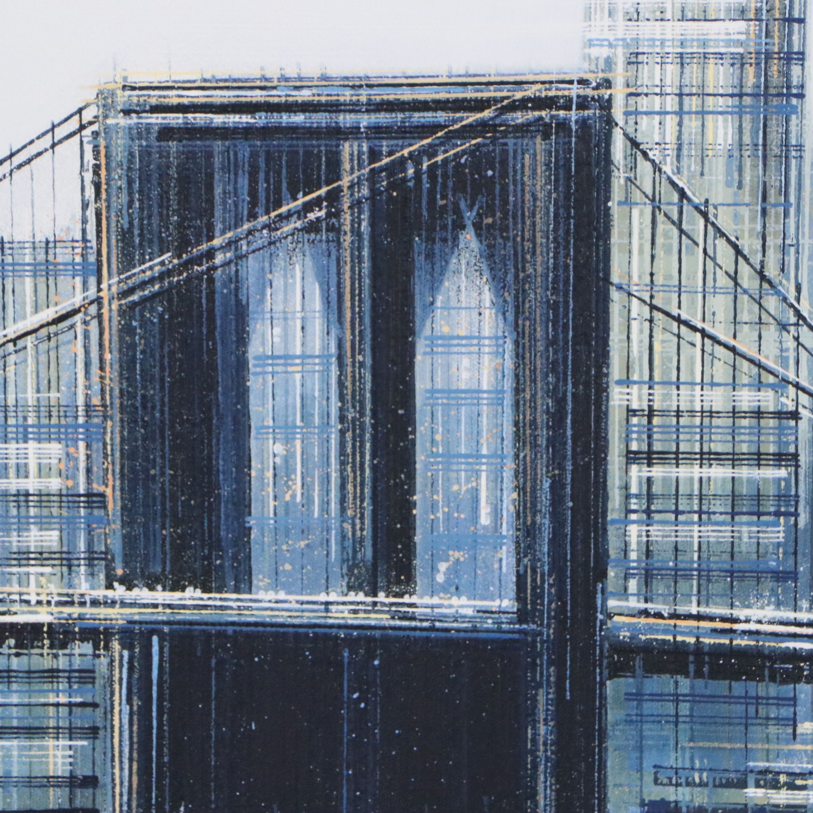Marc Todd Acrylic Painting "The Brooklyn Bridge at Sunset," 2023
