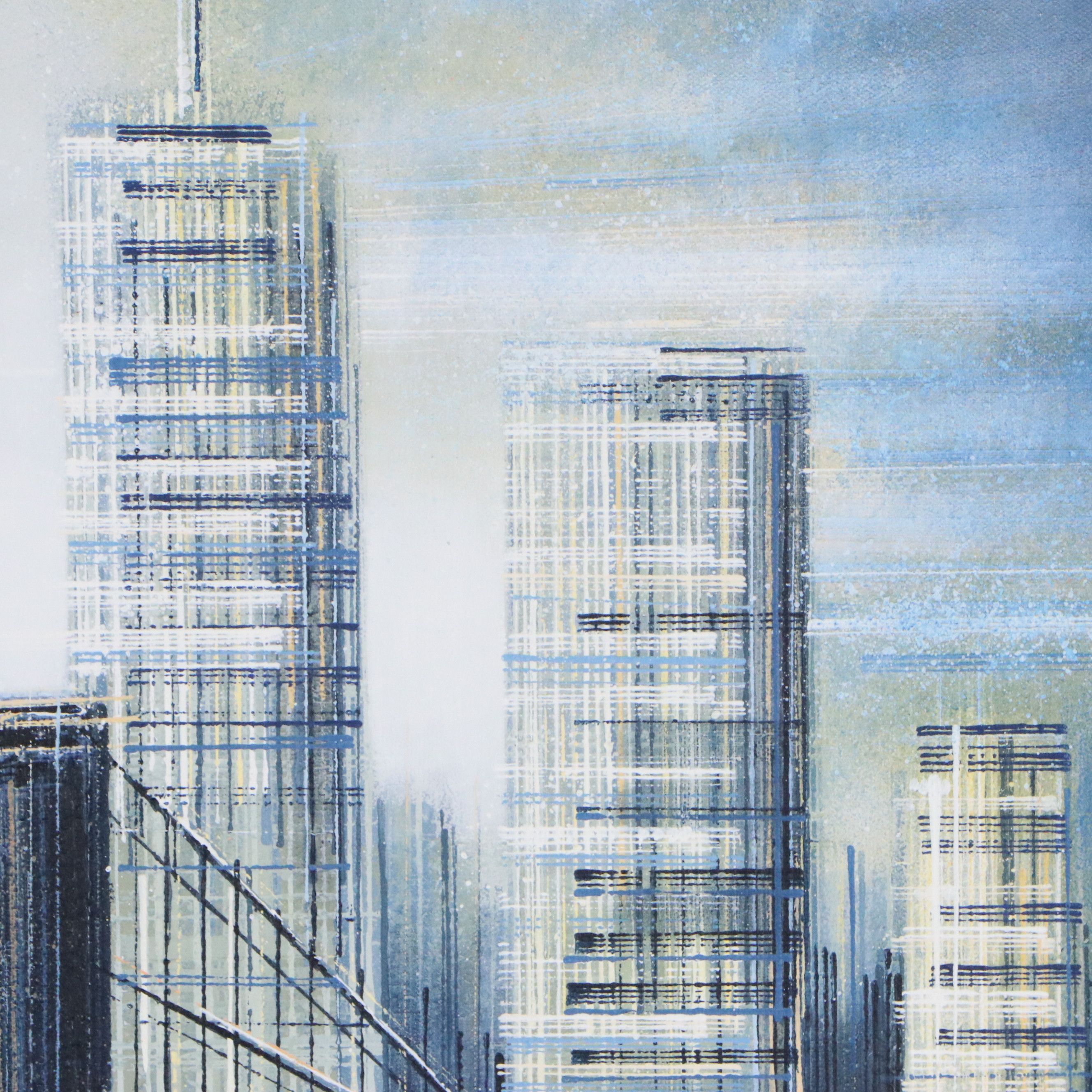 Marc Todd Acrylic Painting "The Brooklyn Bridge at Sunset," 2023