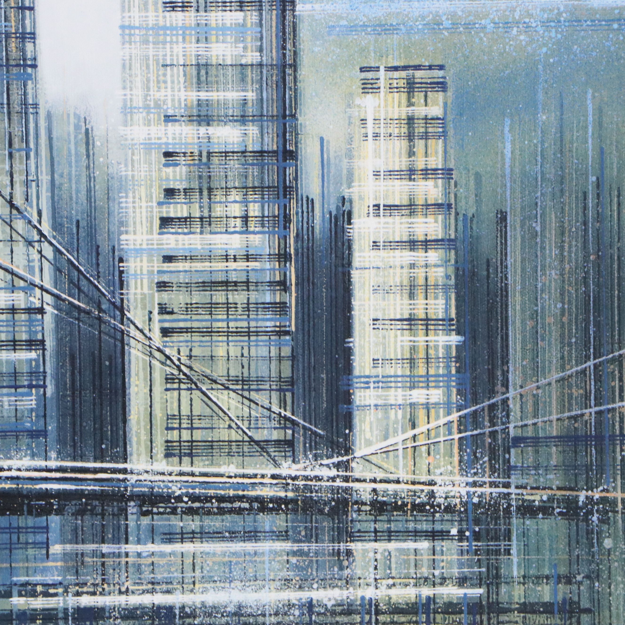 Marc Todd Acrylic Painting "The Brooklyn Bridge at Sunset," 2023