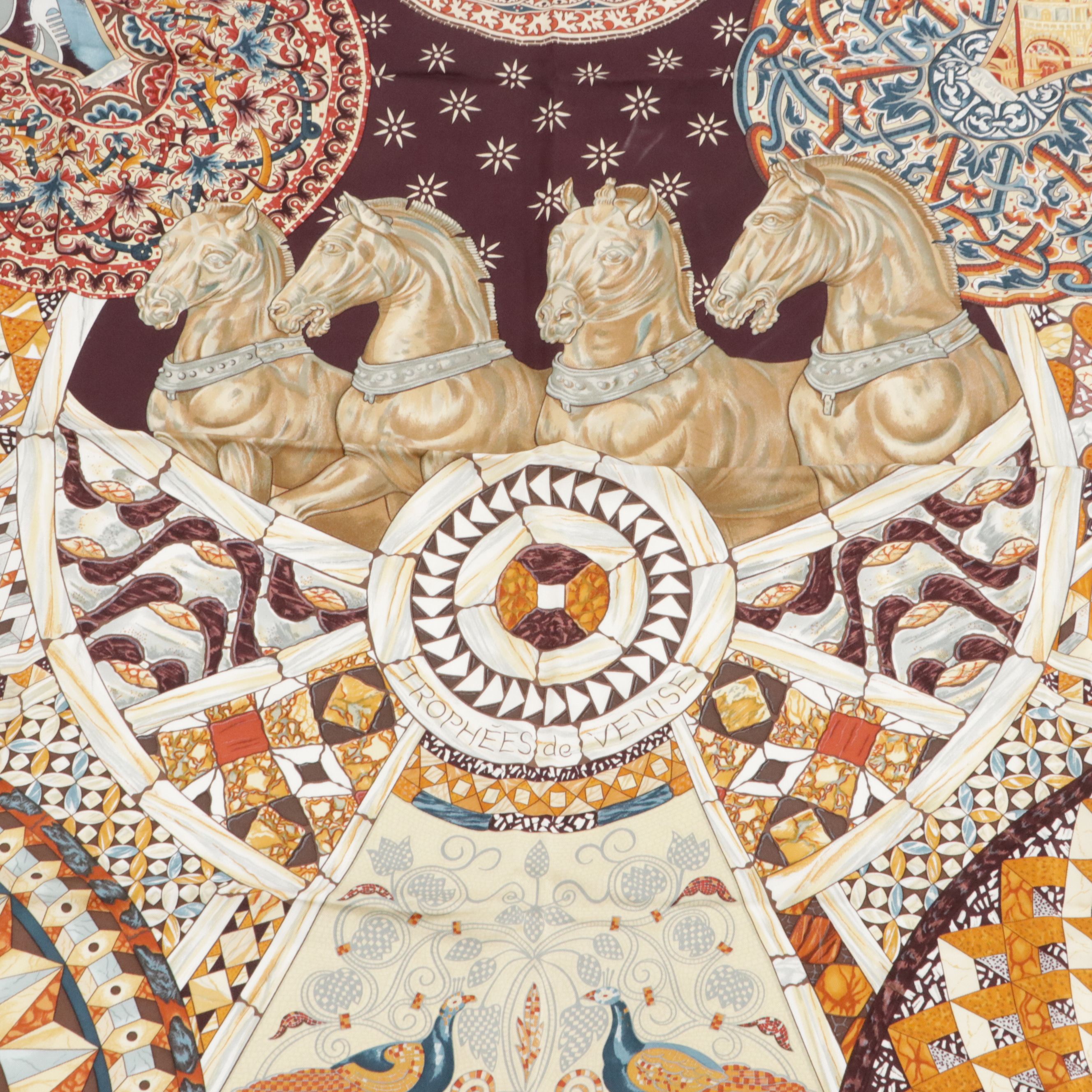 Hermès "Trophées de Venise " Scarf 90 in Silk Twill