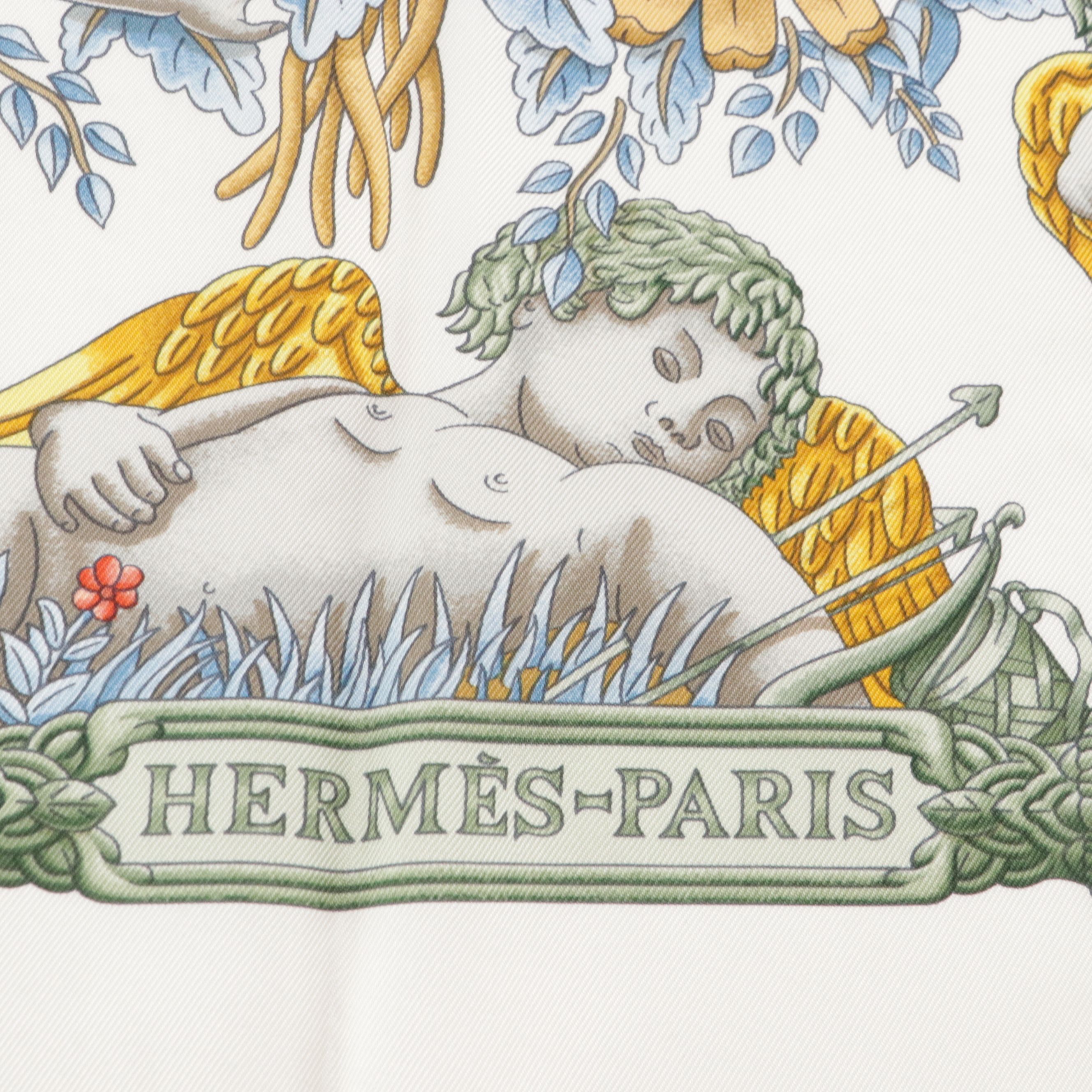 Hermès "Le Matin Neuf" Scarf 90 in Silk Twill with Box