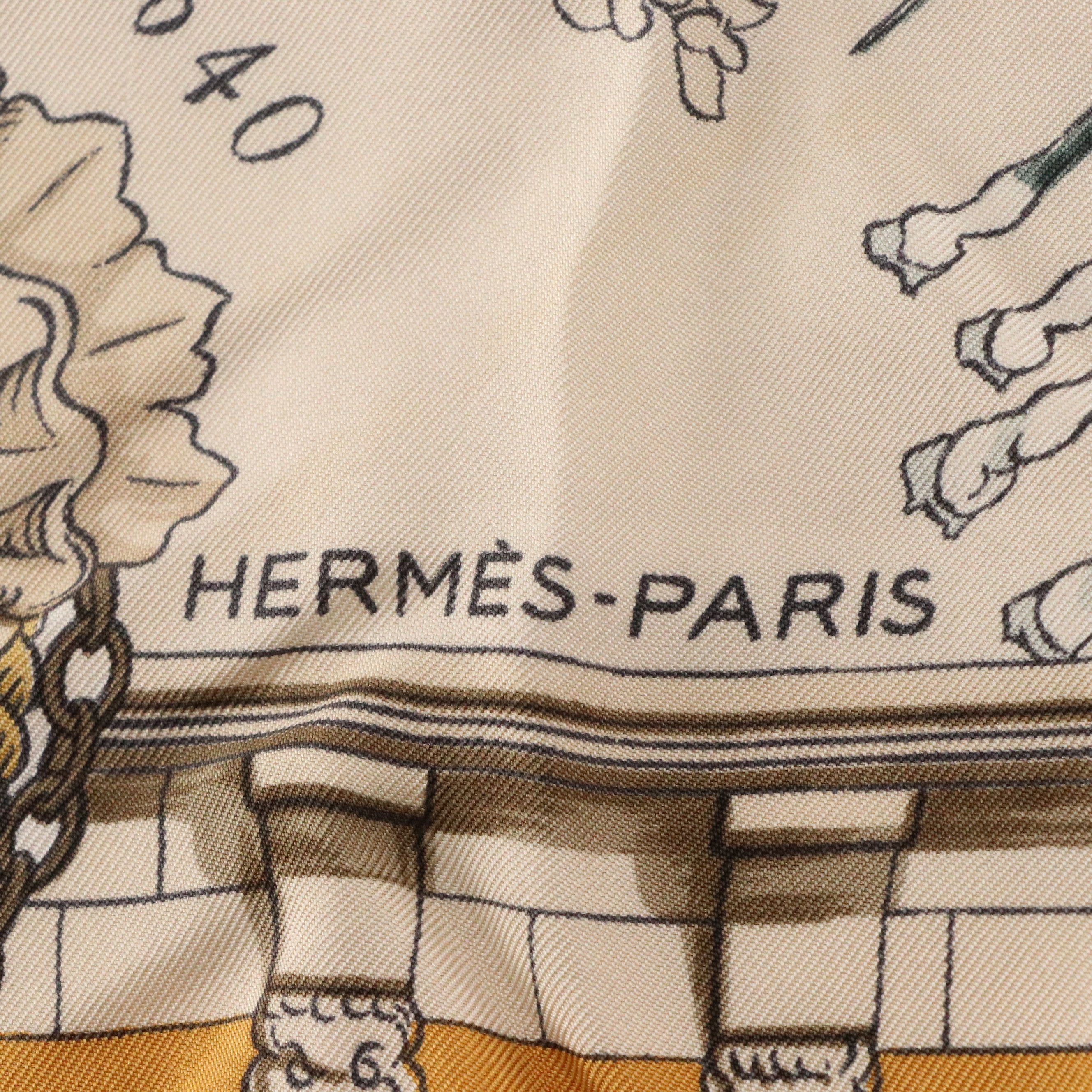 Hermès "Le Pont Neuf à Paris" Scarf 90 in Silk Twill with Box