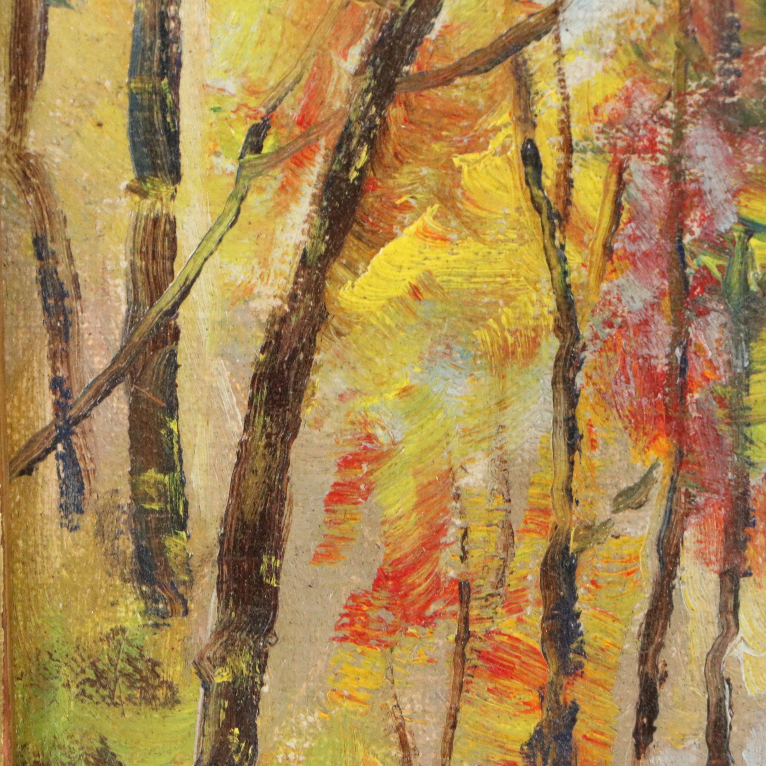 Autumn Landscape Oil Painting, 20th Century
