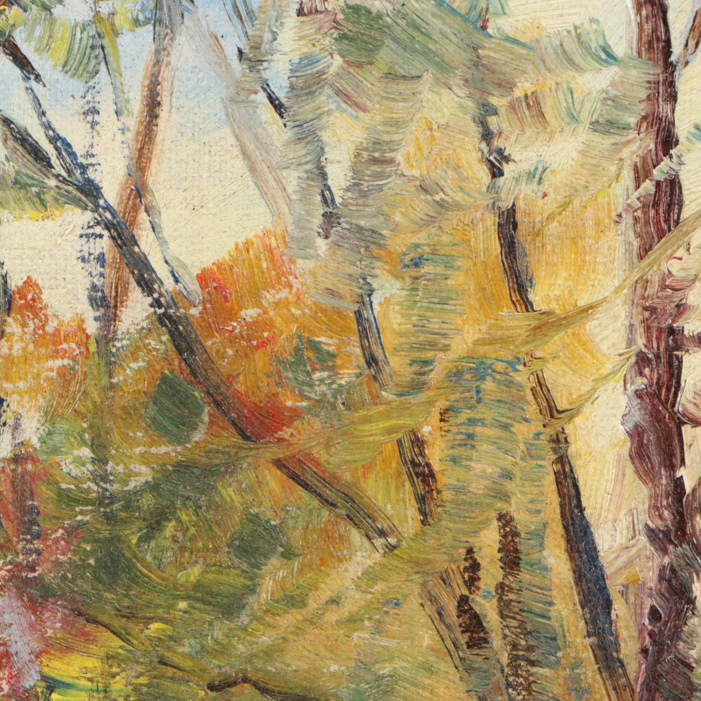 Autumn Landscape Oil Painting, 20th Century