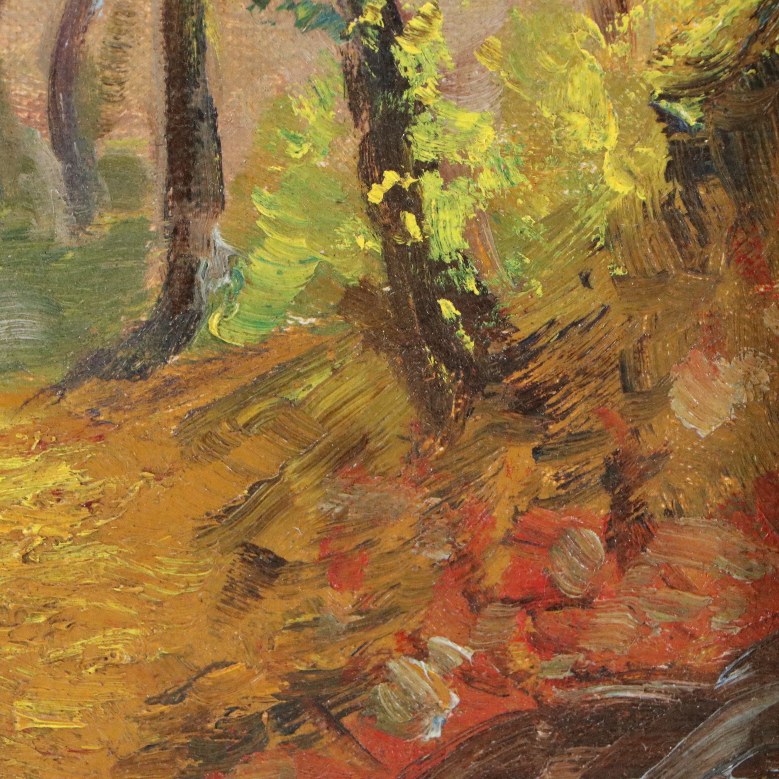 Autumn Landscape Oil Painting, 20th Century