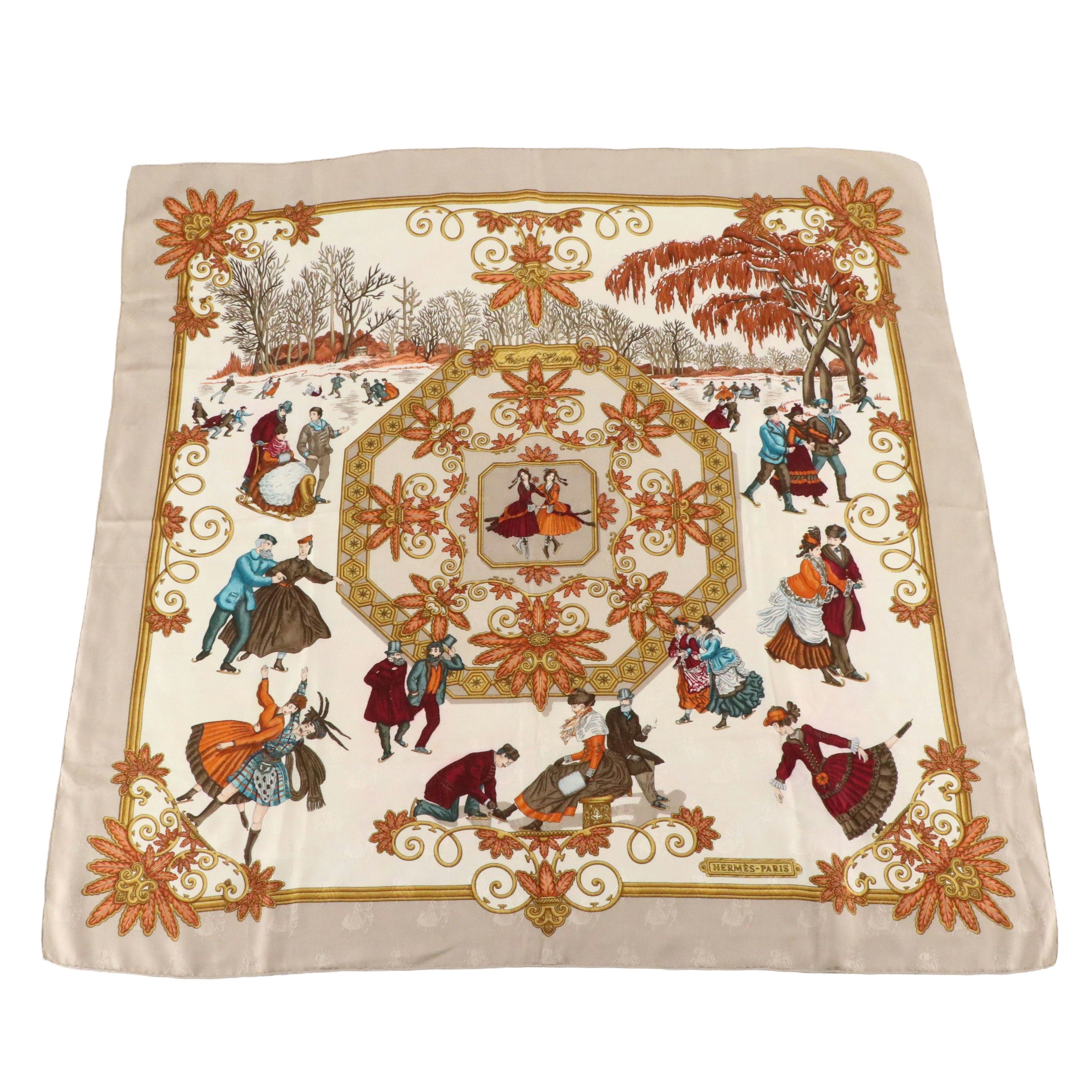 Hermès "Joies d'Hiver" Scarf 90 in Silk Jacquard