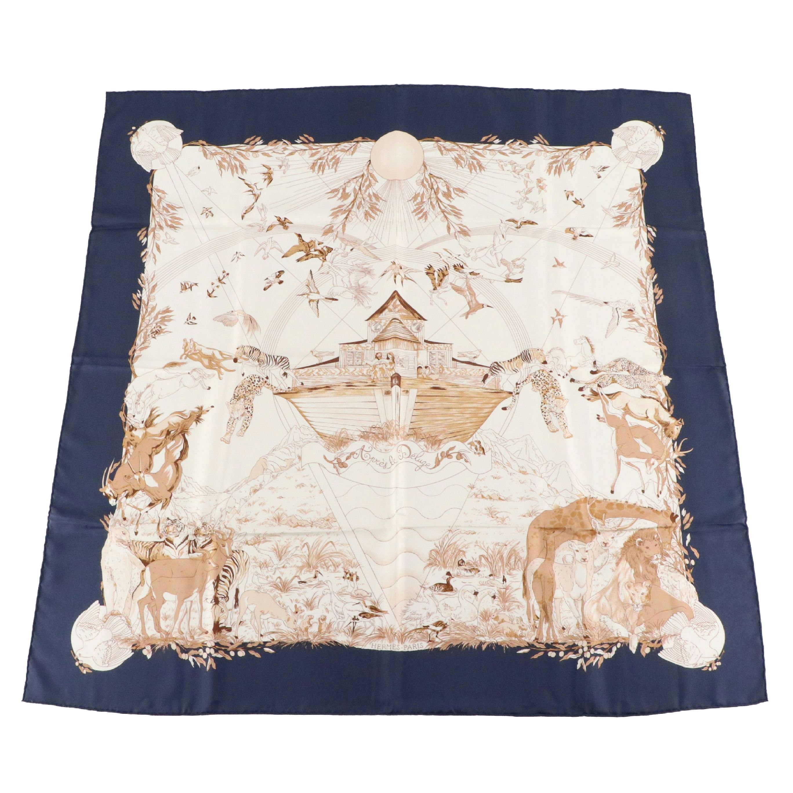 Hermès "Après Le Déluge" Silk Twill Scarf 90