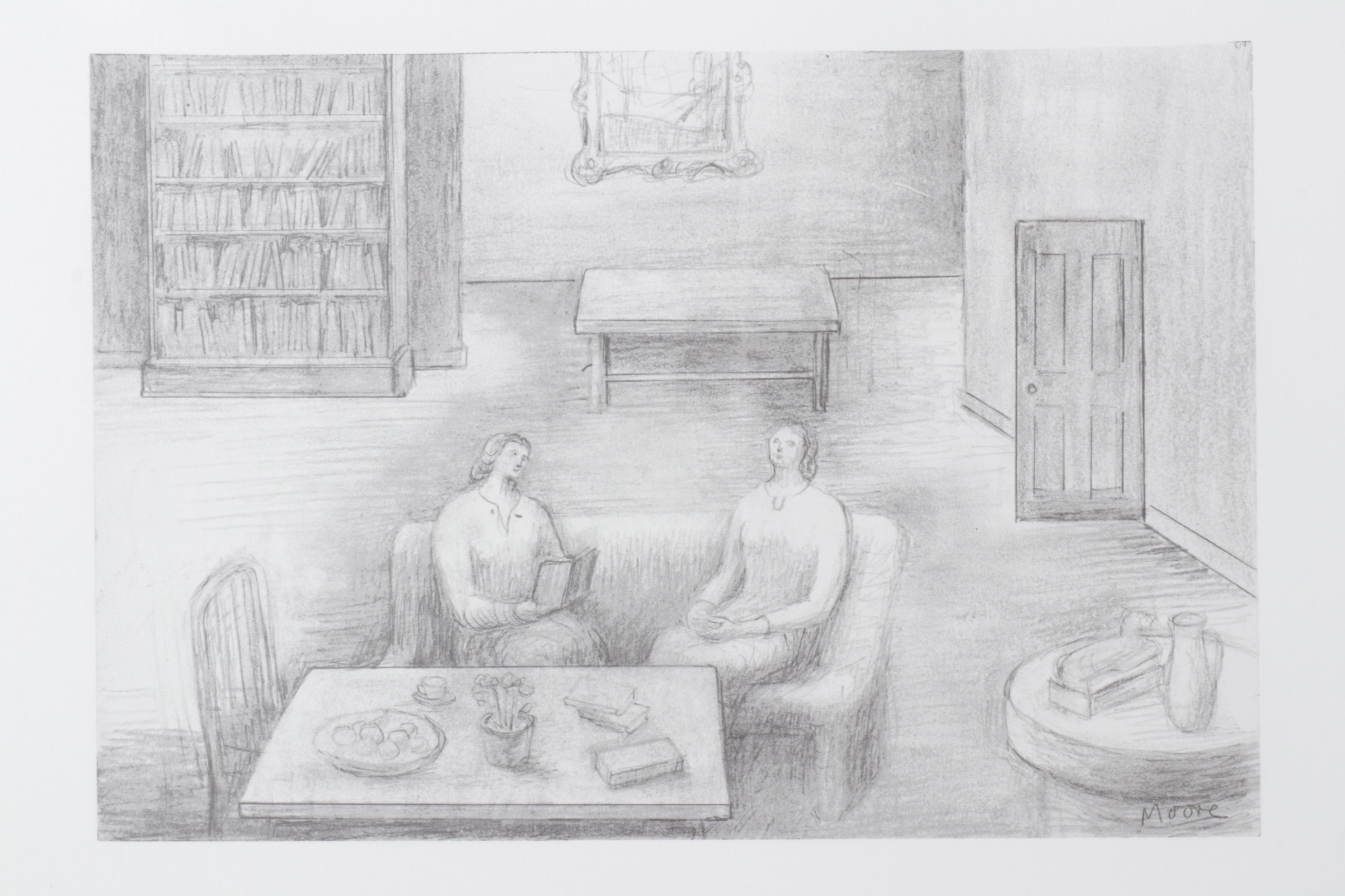 Offset Lithograph After Henry Moore "Two Women in a Sitting-Room", 1983