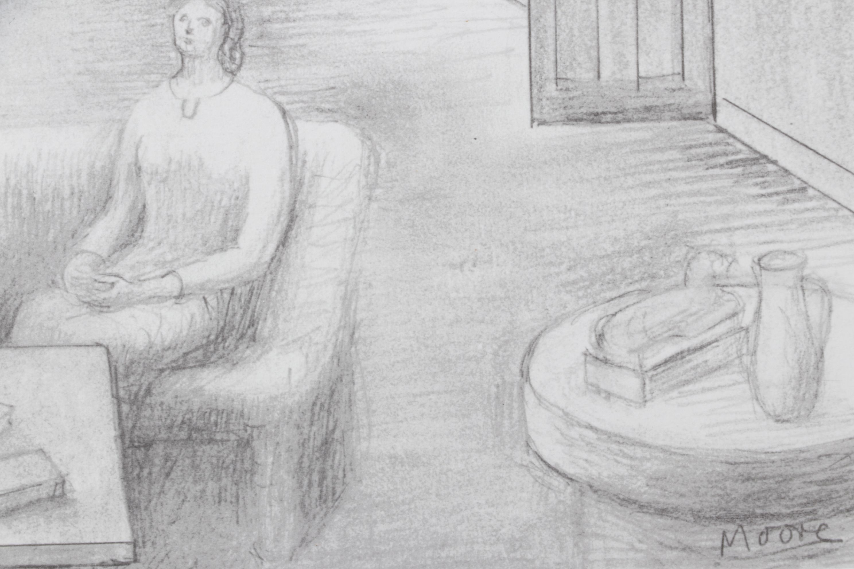 Offset Lithograph After Henry Moore "Two Women in a Sitting-Room", 1983