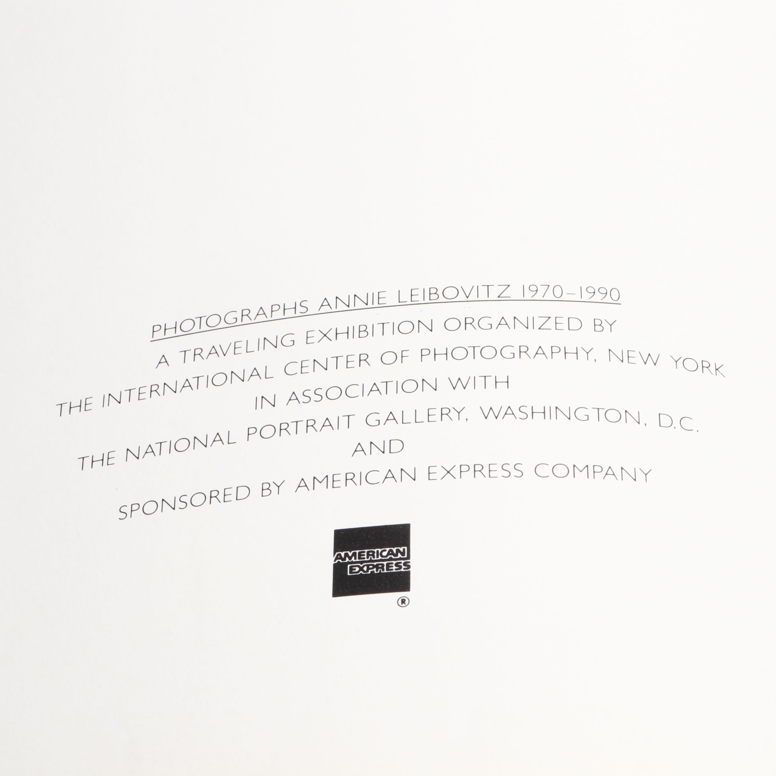 First Printing "Photographs, 1970–1990" by Annie Leibovitz, 1991