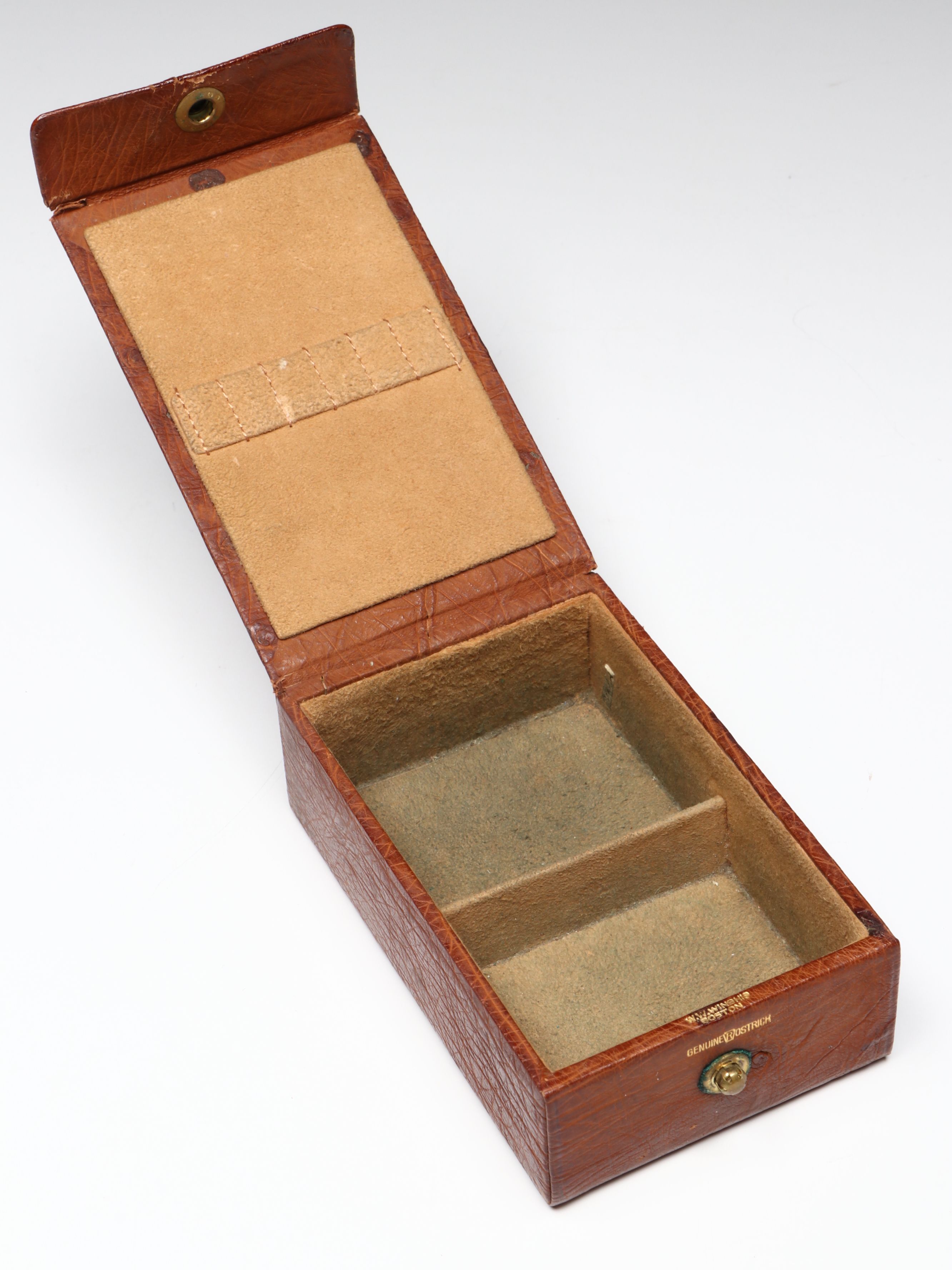 Vintage/Antique Italian Embossed Leather w/ Ostrich Boxes, Early to Mid-20th C.