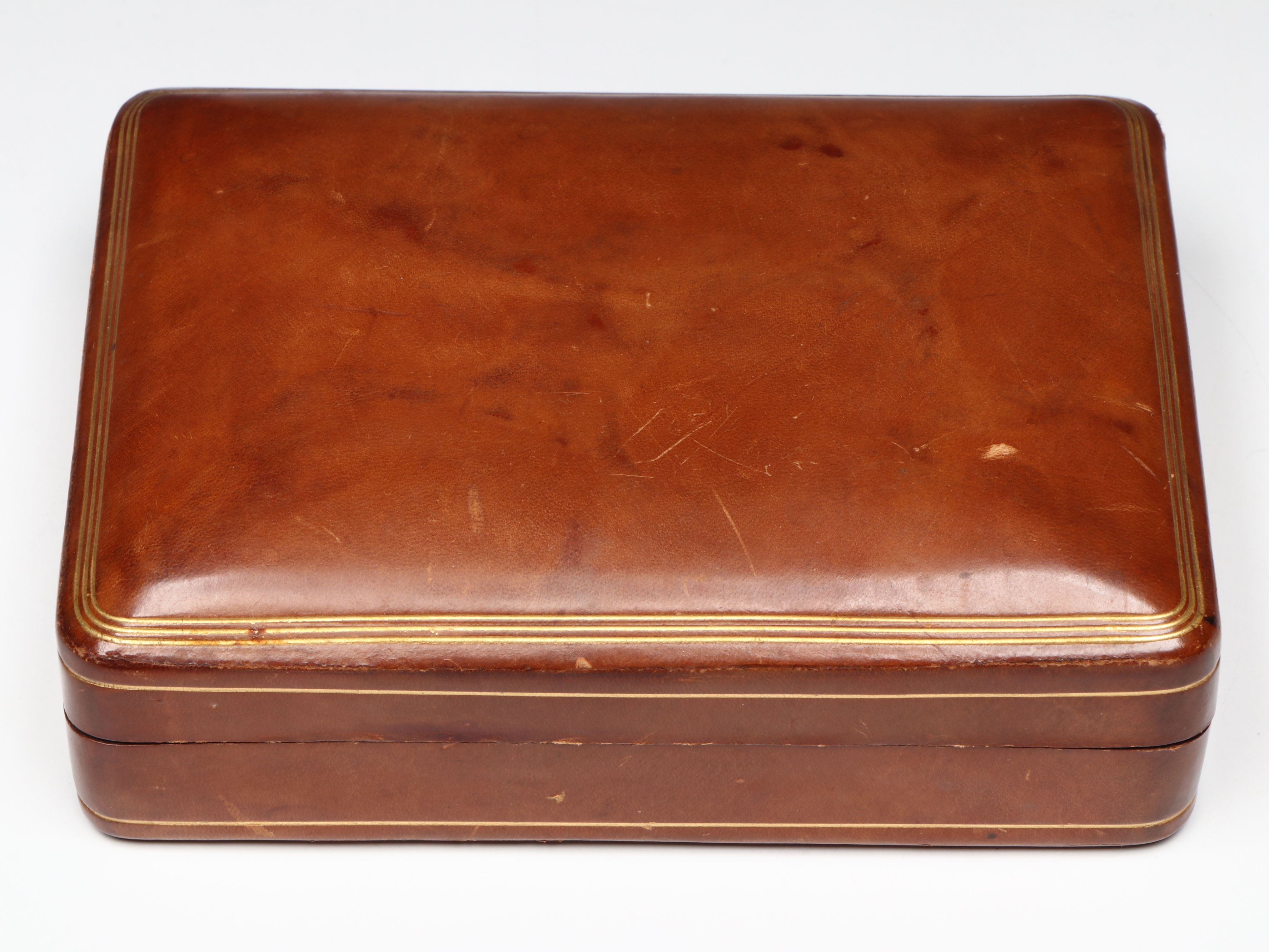 Vintage/Antique Italian Embossed Leather w/ Ostrich Boxes, Early to Mid-20th C.