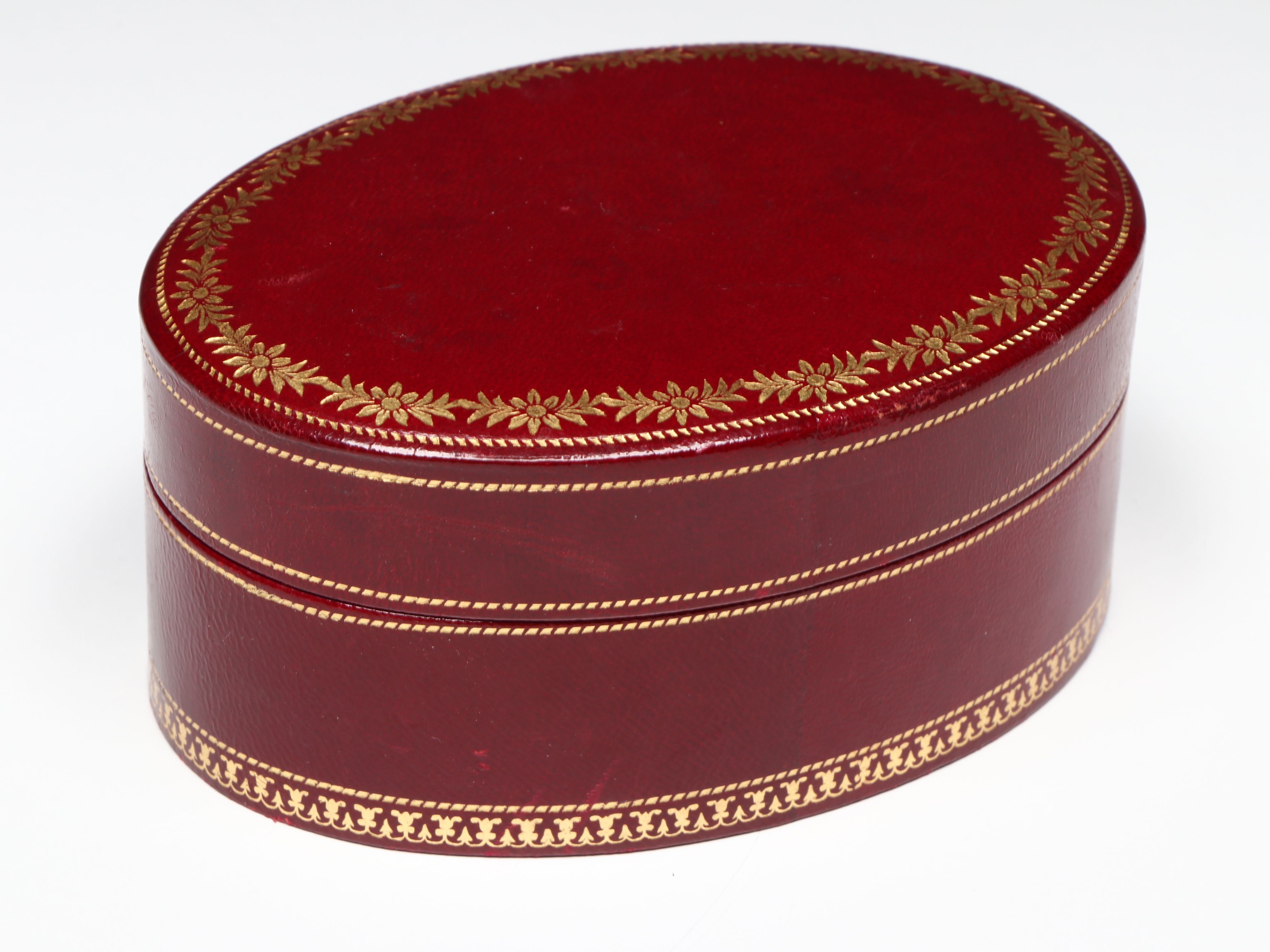 Vintage/Antique Italian Embossed Leather w/ Ostrich Boxes, Early to Mid-20th C.