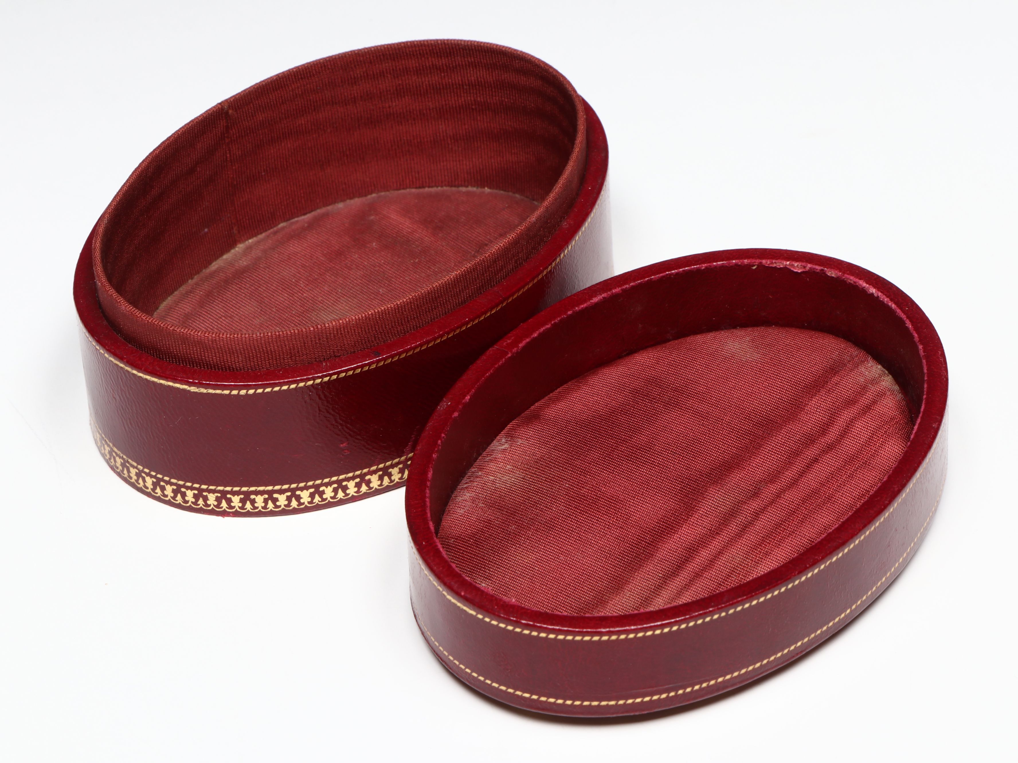 Vintage/Antique Italian Embossed Leather w/ Ostrich Boxes, Early to Mid-20th C.