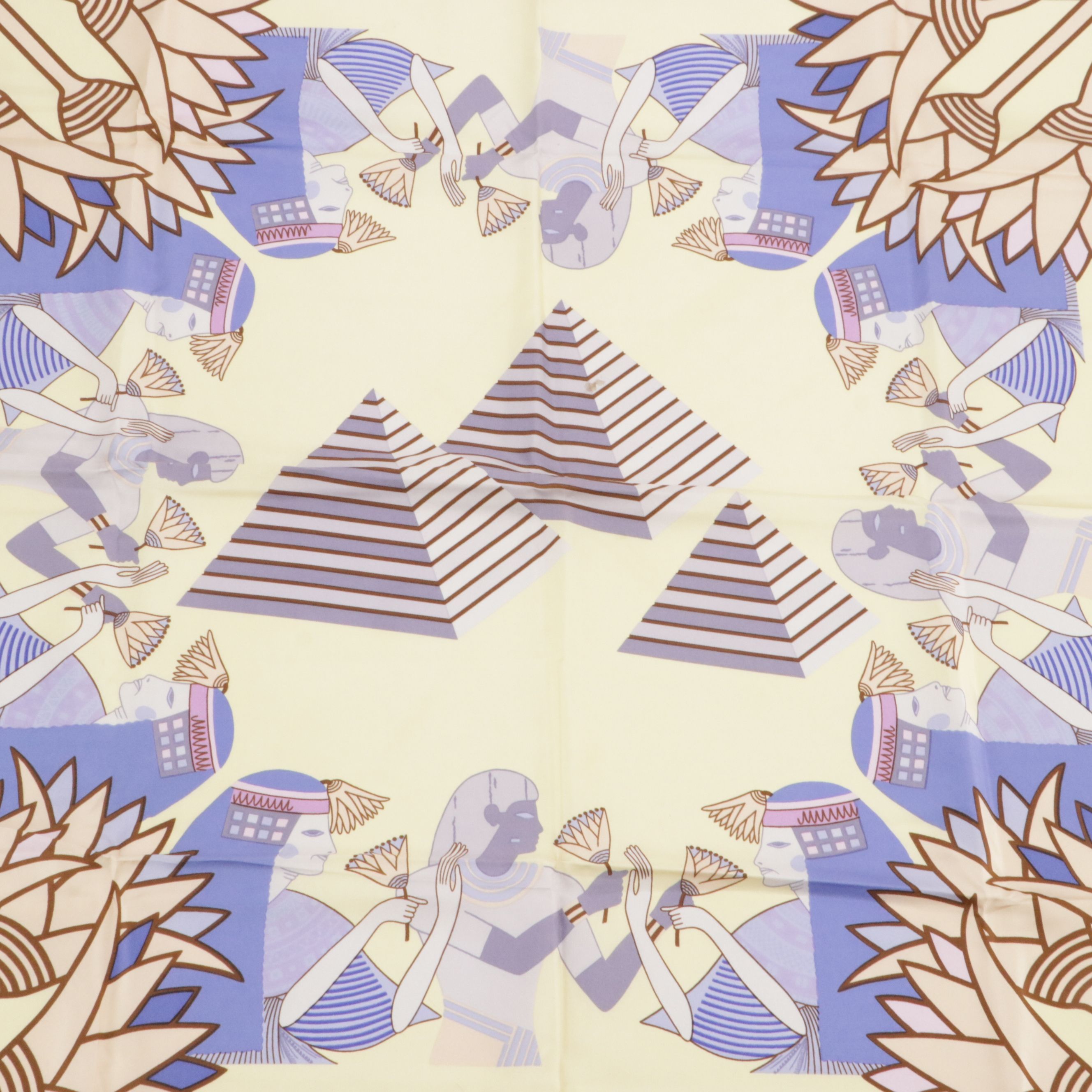 Hermès Vintage "Pyramids" Silk Twill Scarf 90 in Box