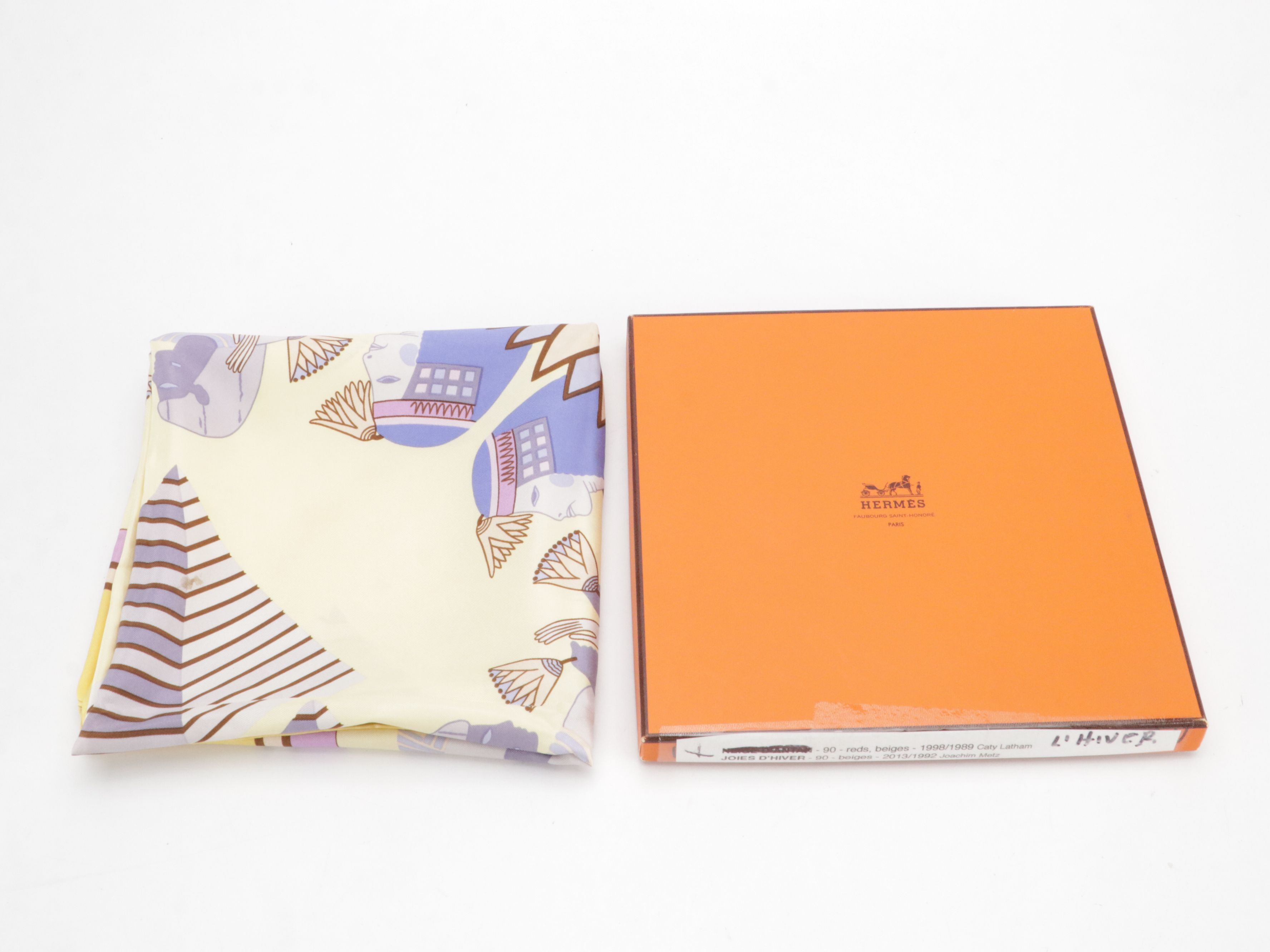 Hermès Vintage "Pyramids" Silk Twill Scarf 90 in Box