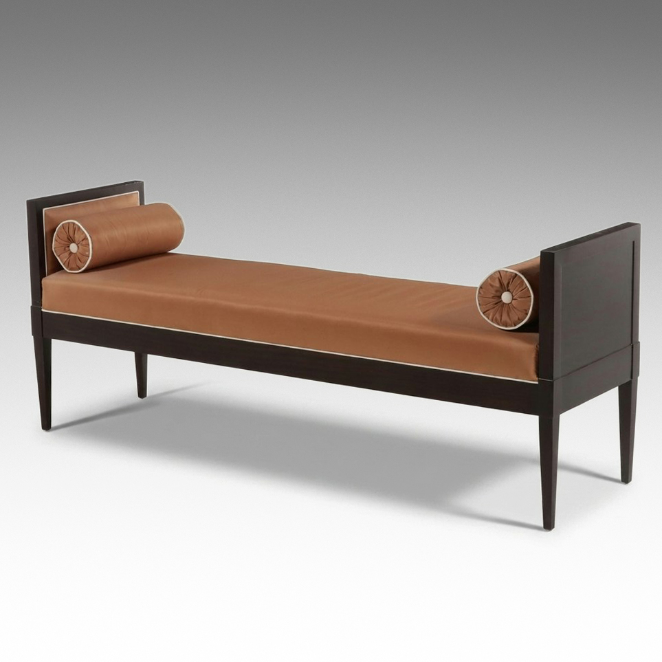 Councill Craftsmen Upholstered Bed Bench with Bolster Pillows, 21st Century