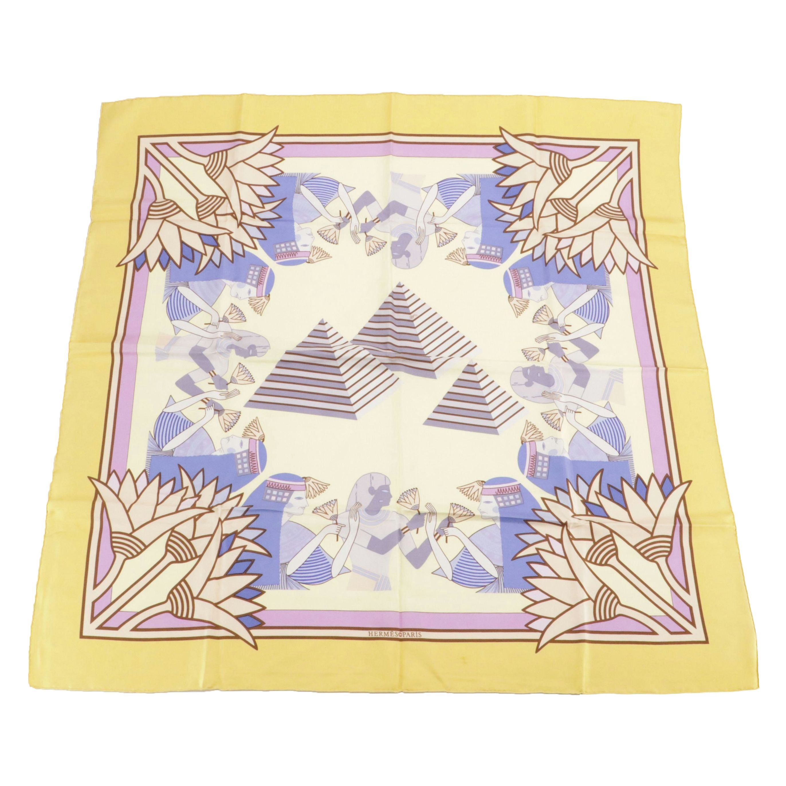 Hermès Vintage "Pyramids" Silk Twill Scarf 90 in Box