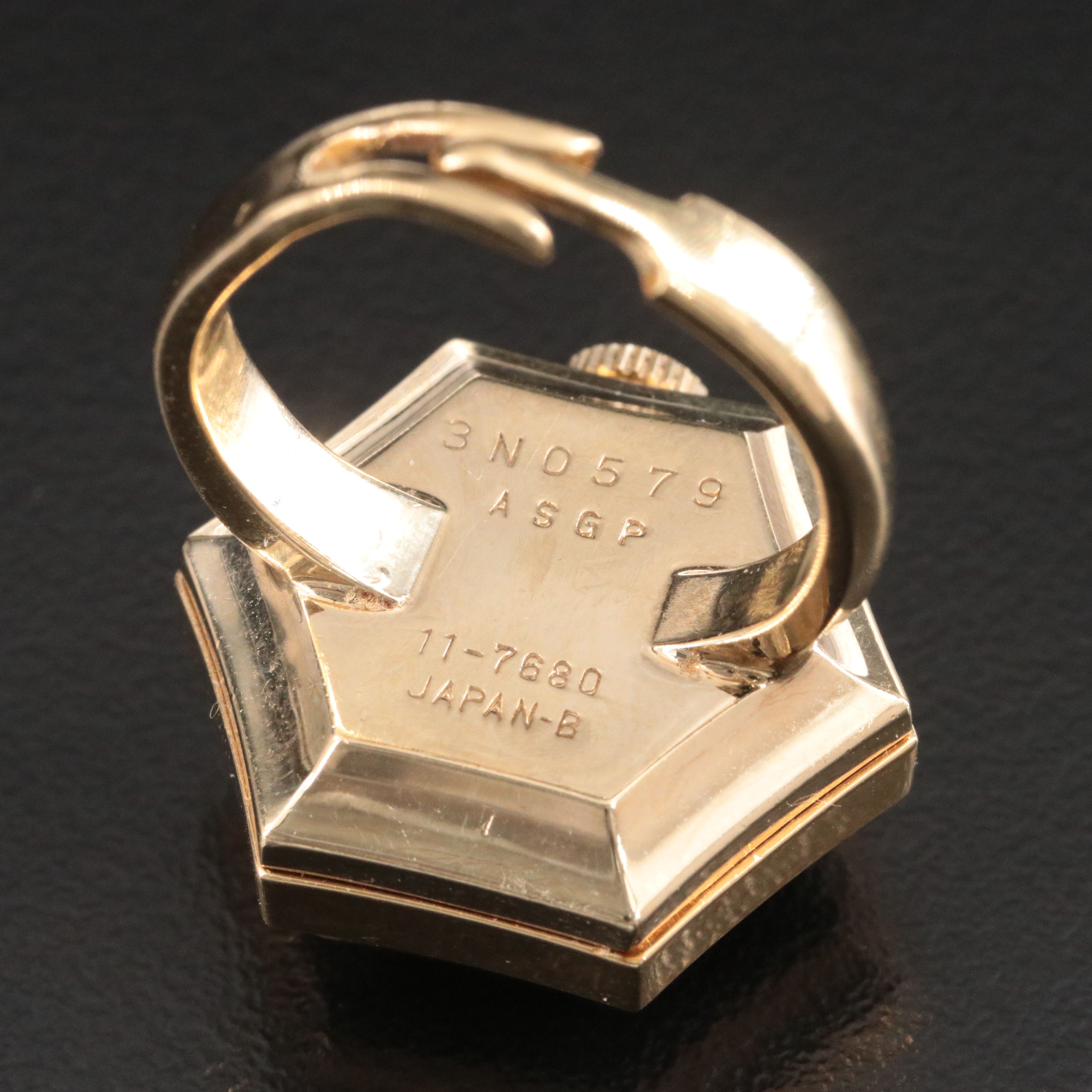 Seiko Green Glass Crystal Hexagonal Stem Wind Watch