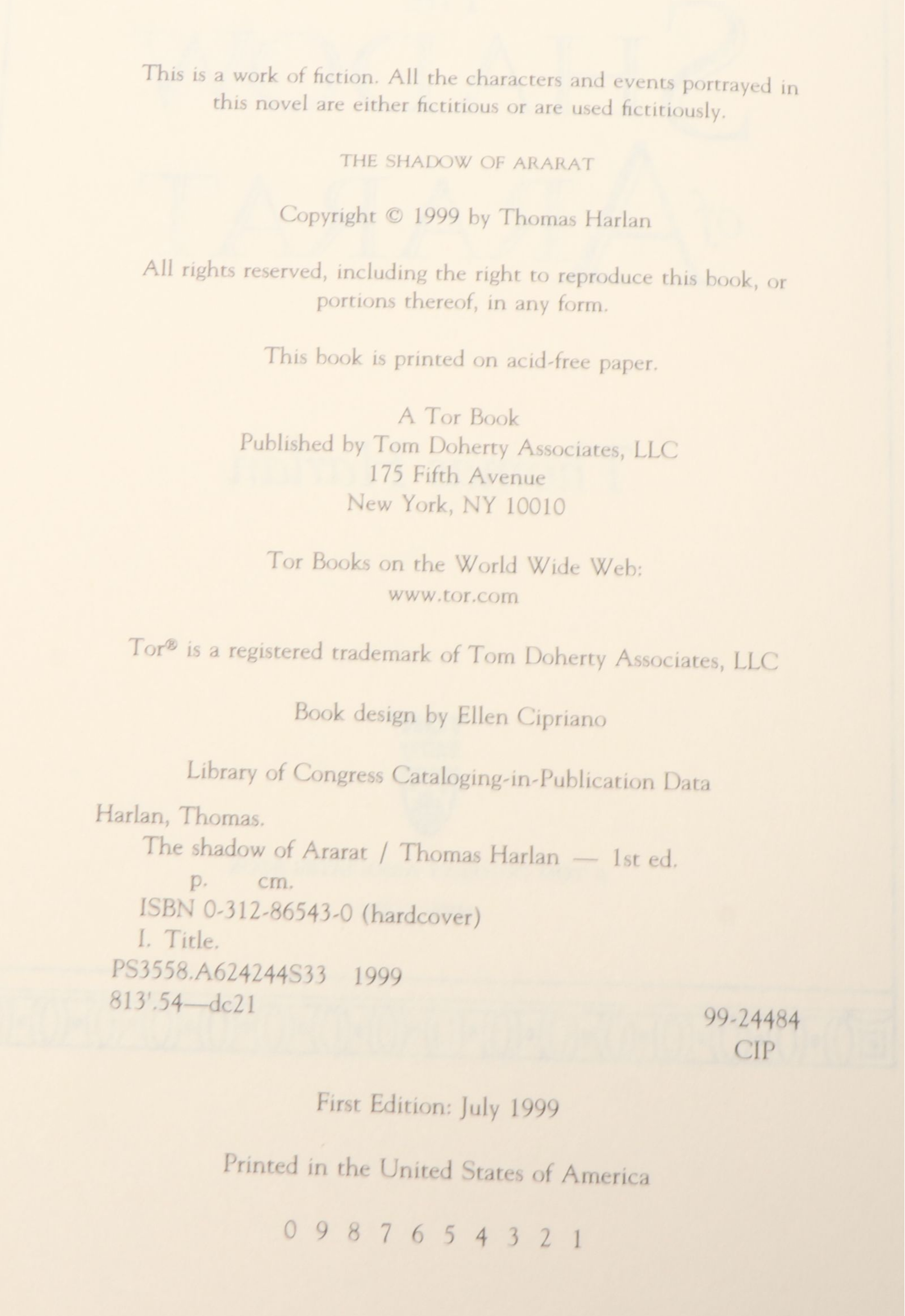 Signed First Printing "The Shadow of Ararat" by Thomas Harlan and More