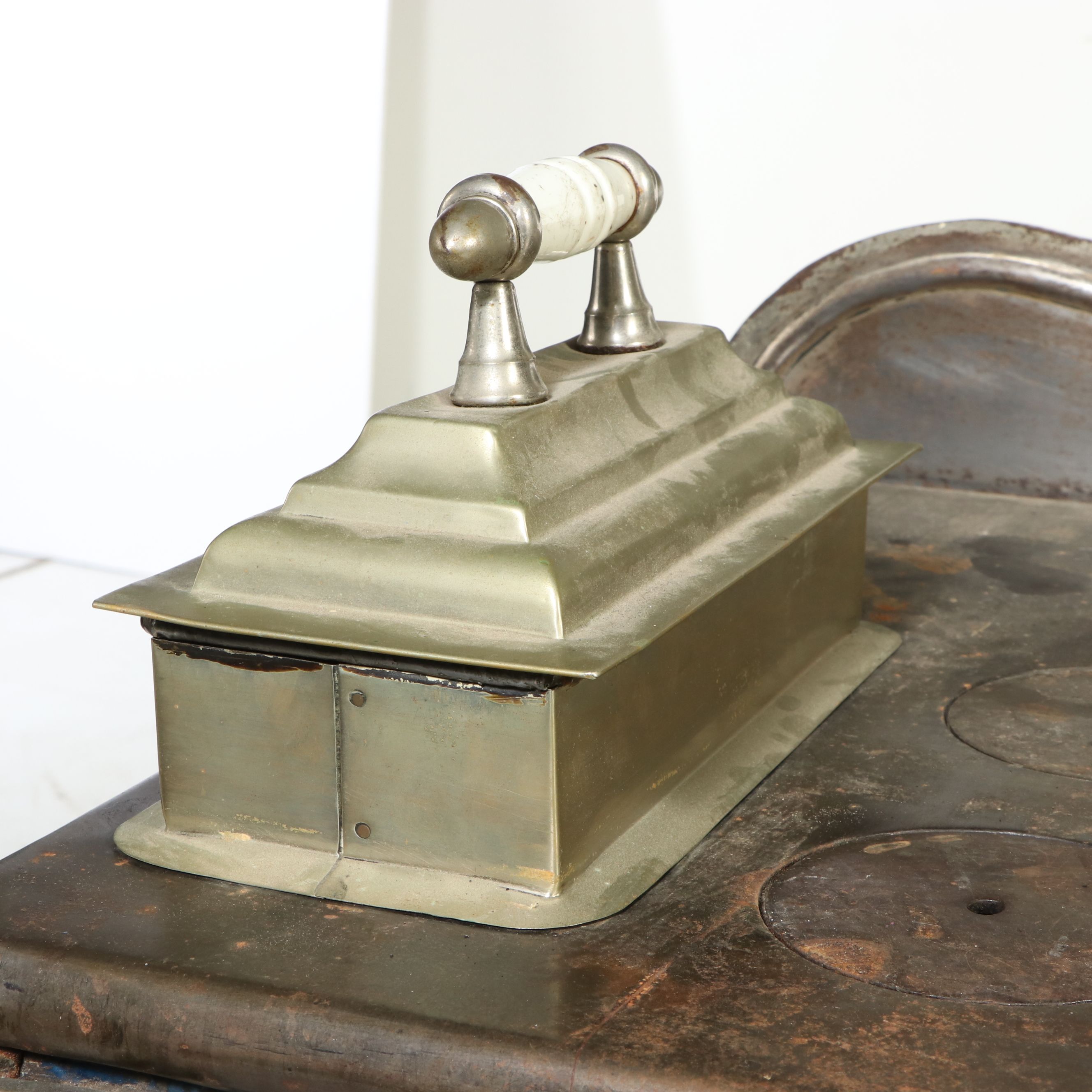 Ornate Enameled Cast Iron and Brass Cookstove, Late 19th Century