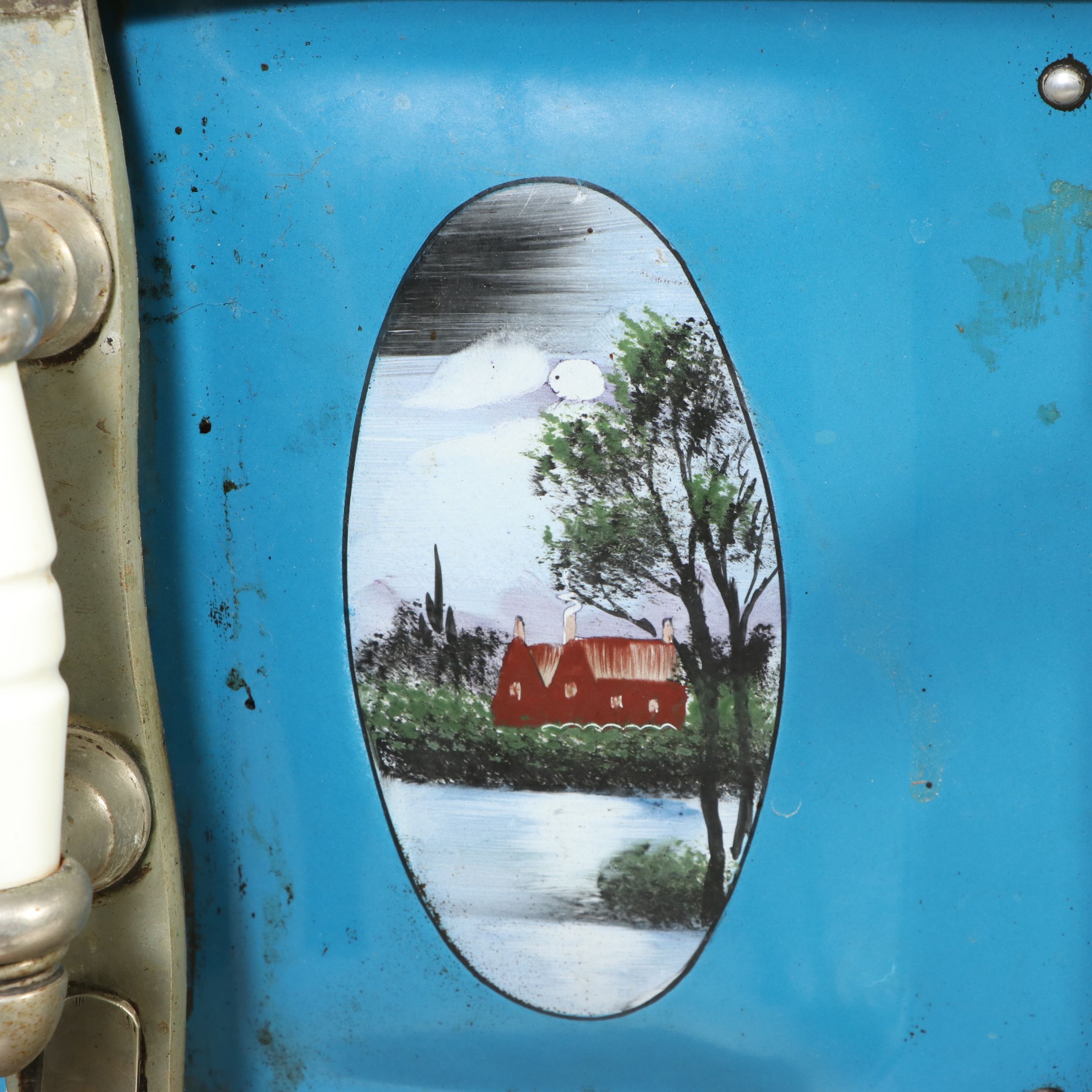 Ornate Enameled Cast Iron and Brass Cookstove, Late 19th Century