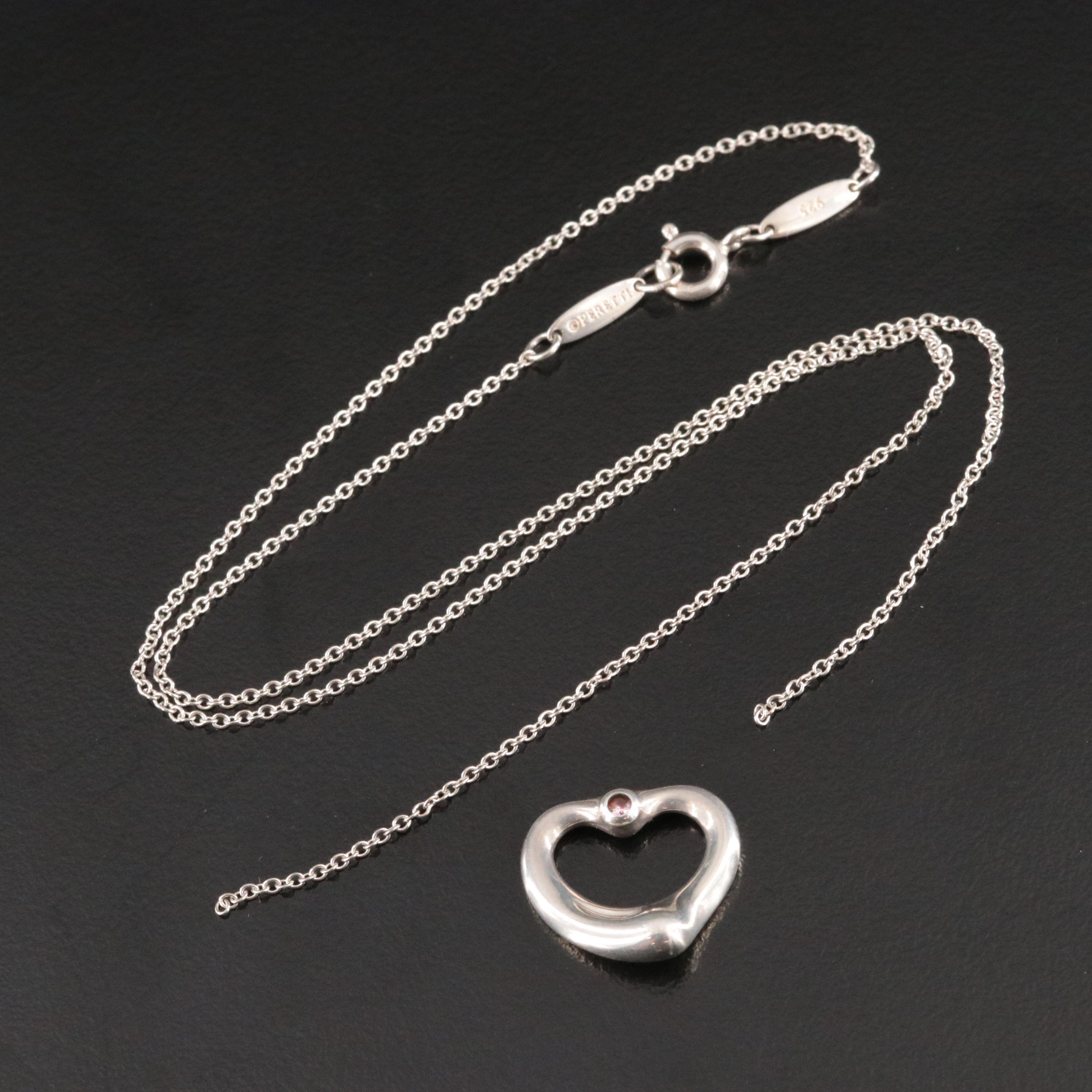 Elsa Peretti for Tiffany & Co. Open Heart Sterling Pendant Necklace