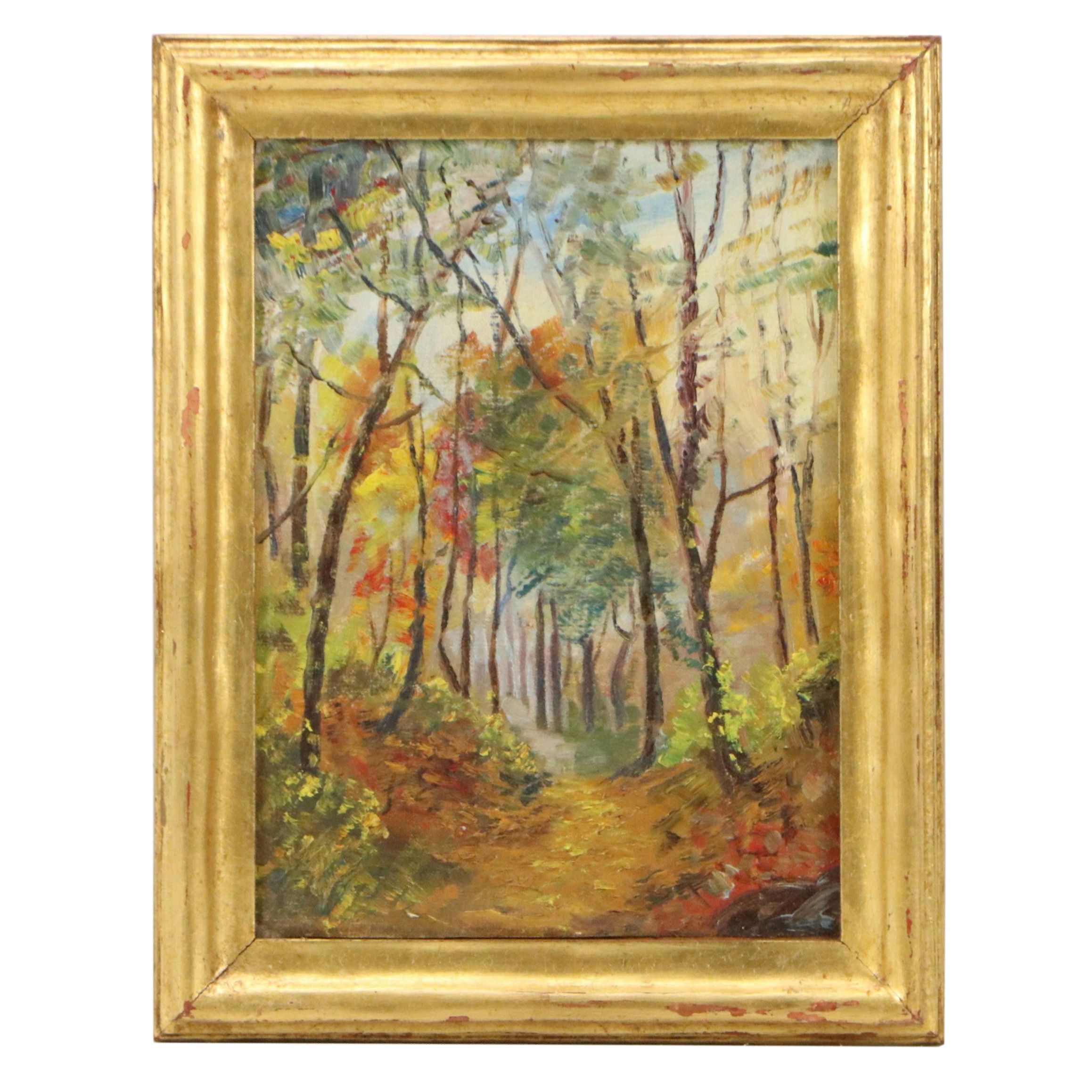 Autumn Landscape Oil Painting, 20th Century