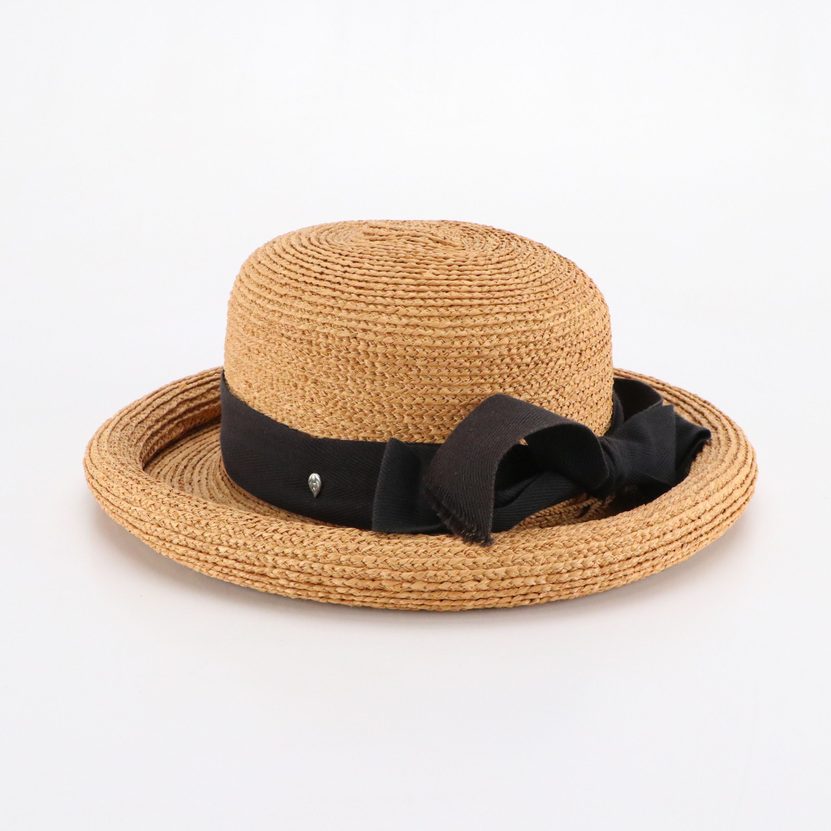 Helen Kaminski Newport Sb Wide Turn-Up Brim Hat in Woven Raffia with Box