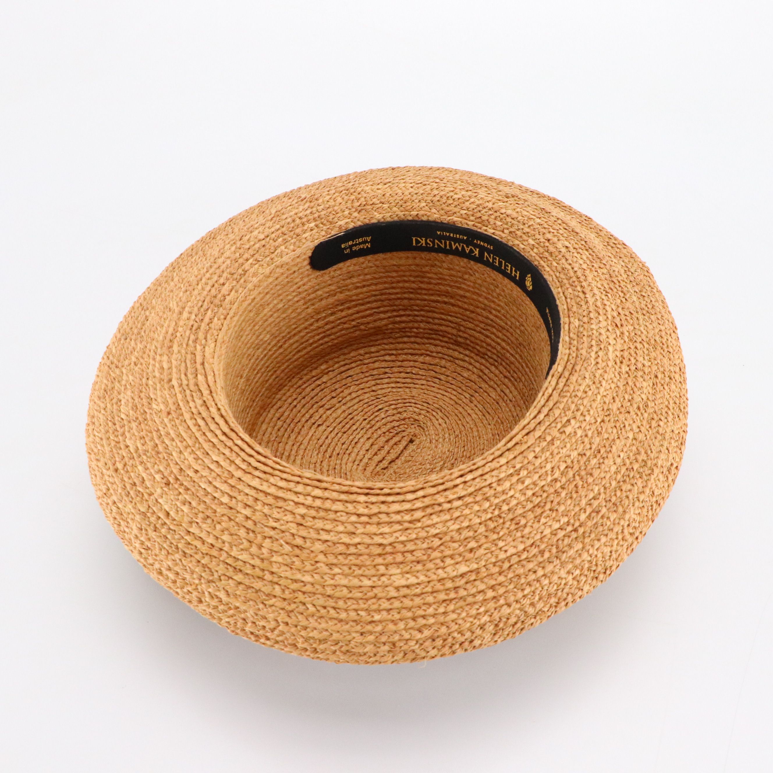 Helen Kaminski Newport Sb Wide Turn-Up Brim Hat in Woven Raffia with Box