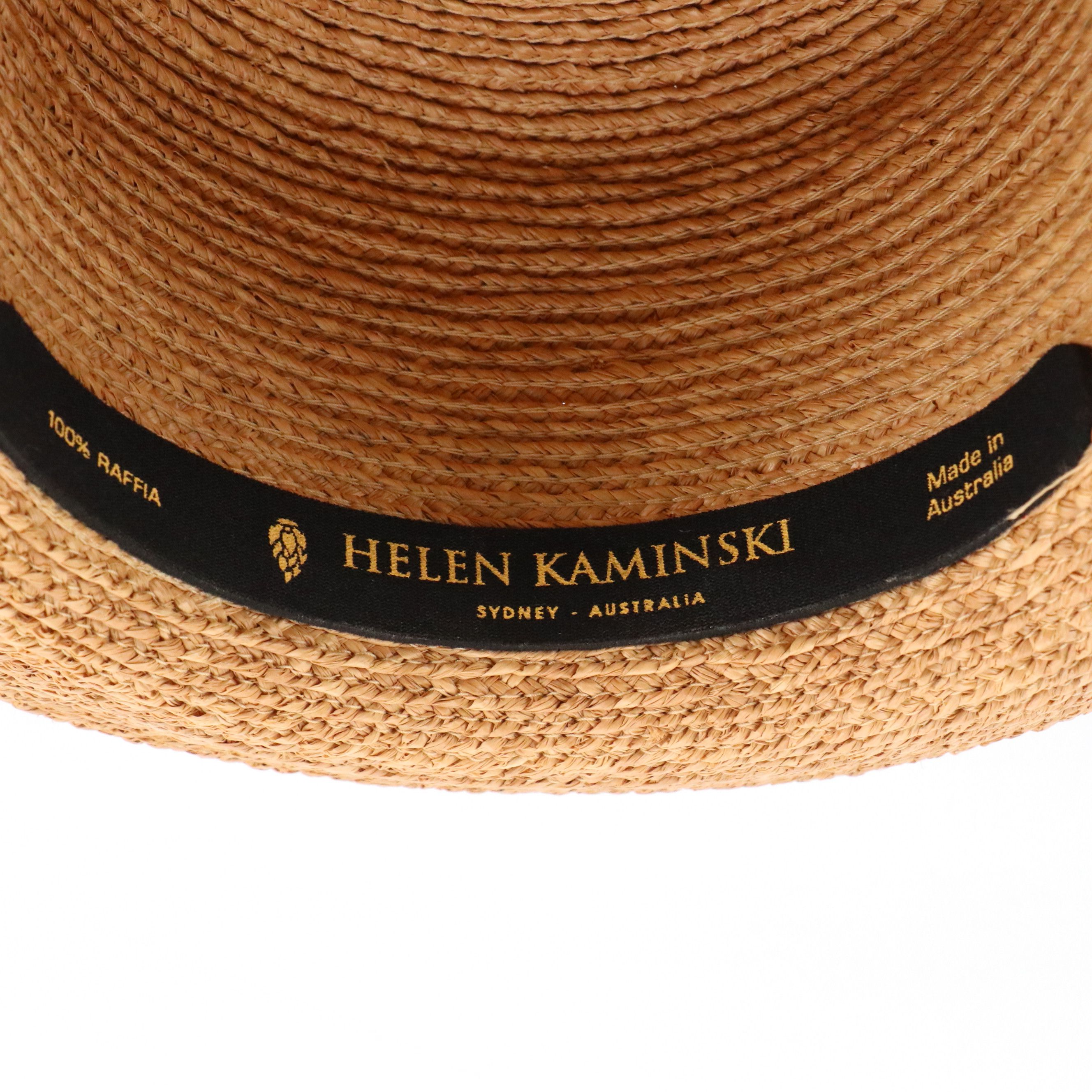 Helen Kaminski Newport Sb Wide Turn-Up Brim Hat in Woven Raffia with Box