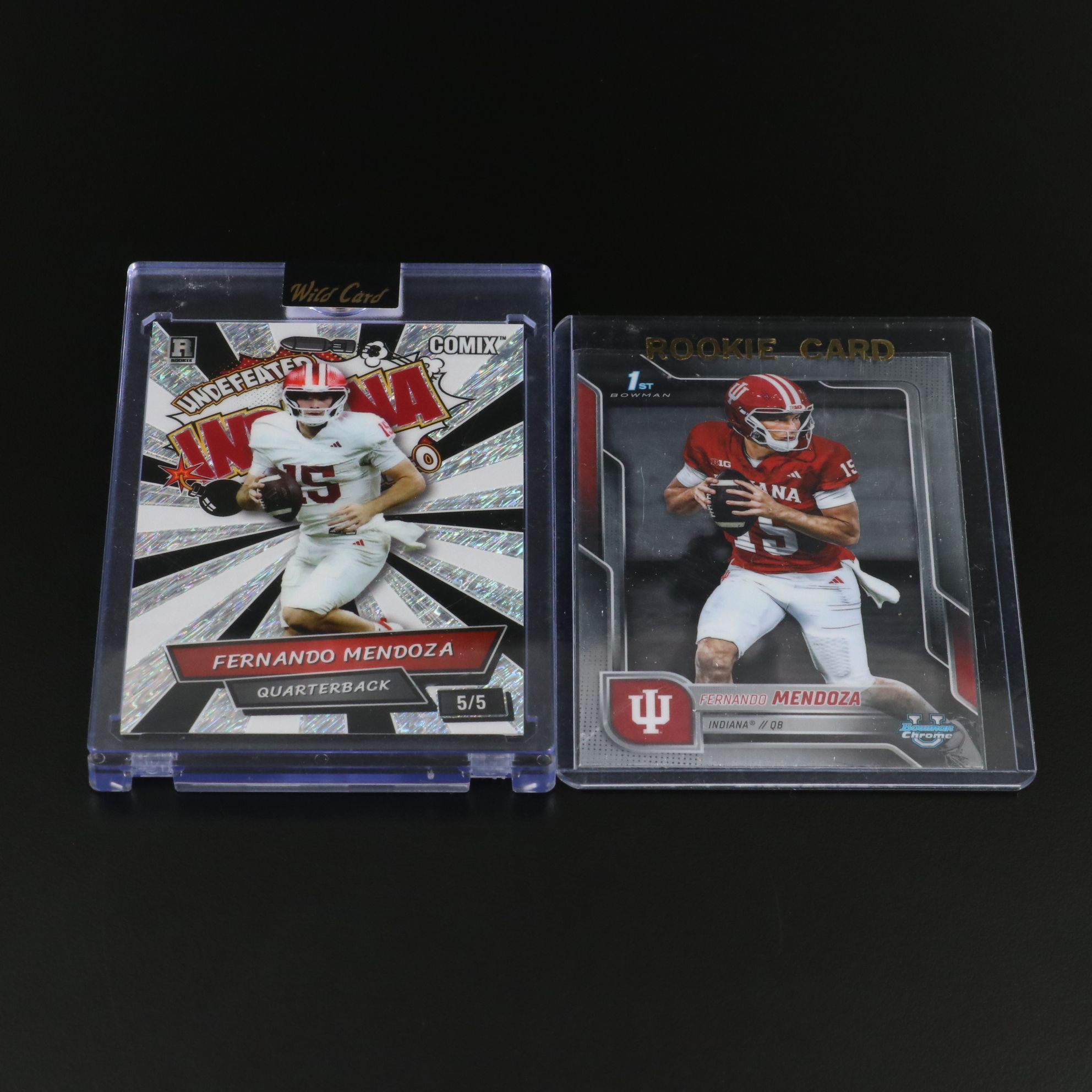 2025 Wild Card Fernando Mendoza Comix Rookie Card No. 5/5 with Bowman 1st Card