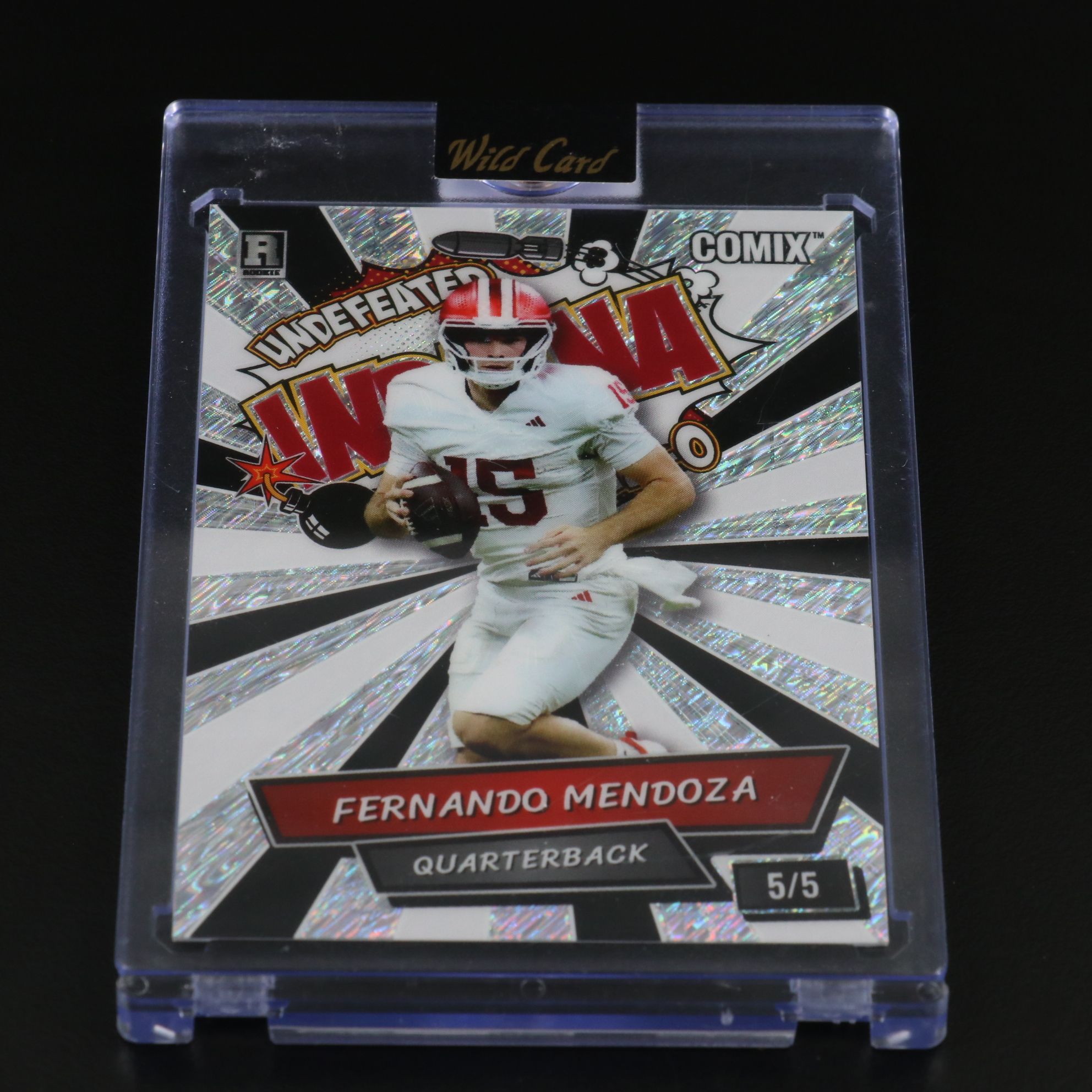 2025 Wild Card Fernando Mendoza Comix Rookie Card No. 5/5 with Bowman 1st Card