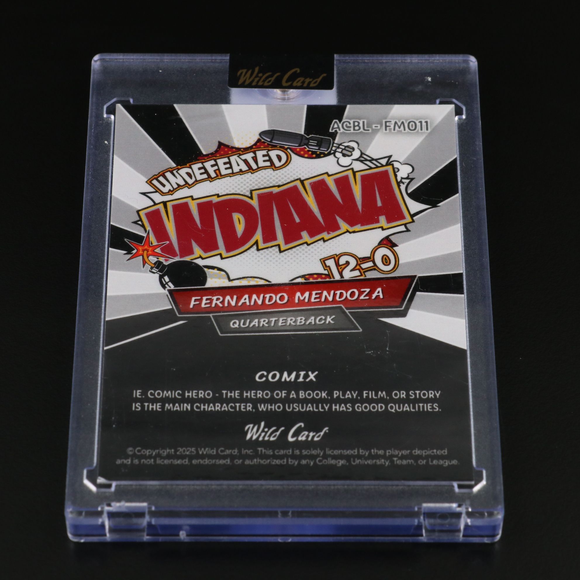 2025 Wild Card Fernando Mendoza Comix Rookie Card No. 5/5 with Bowman 1st Card