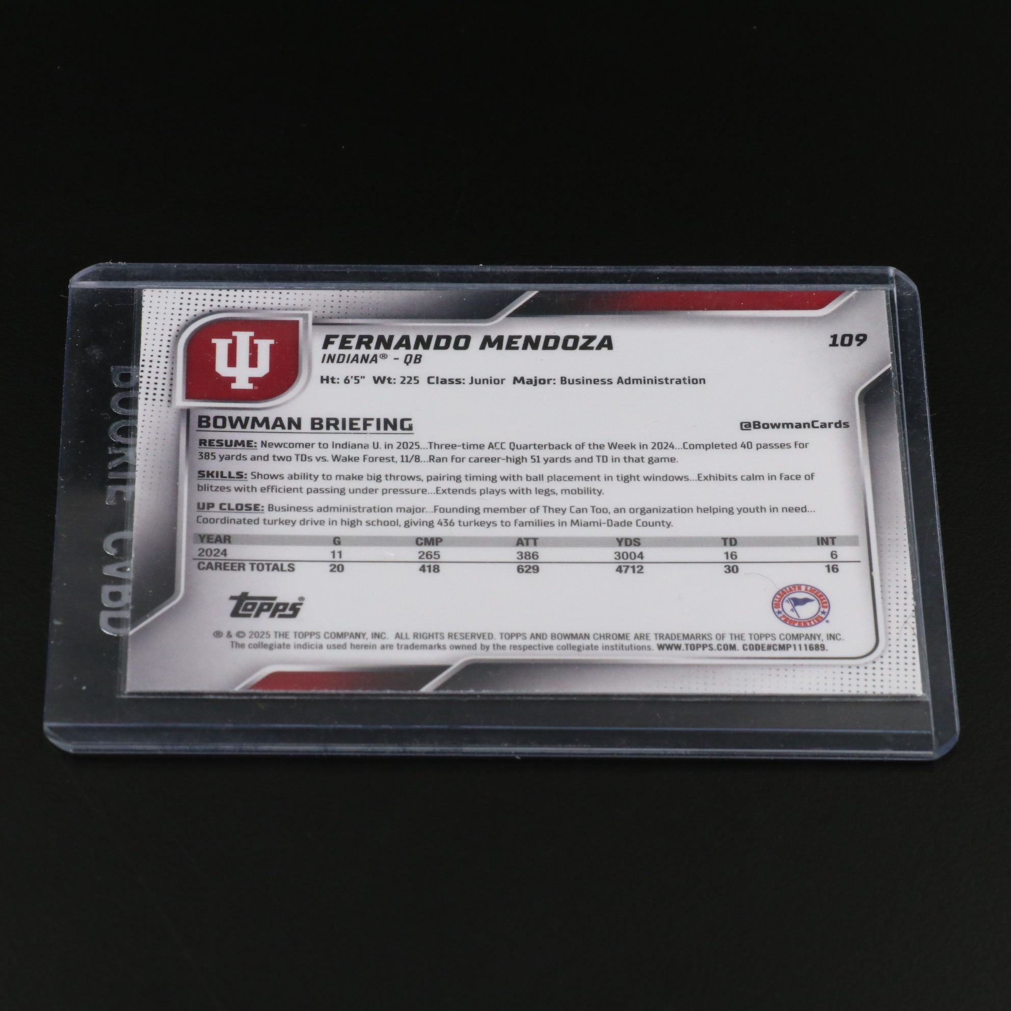 2025 Wild Card Fernando Mendoza Comix Rookie Card No. 5/5 with Bowman 1st Card