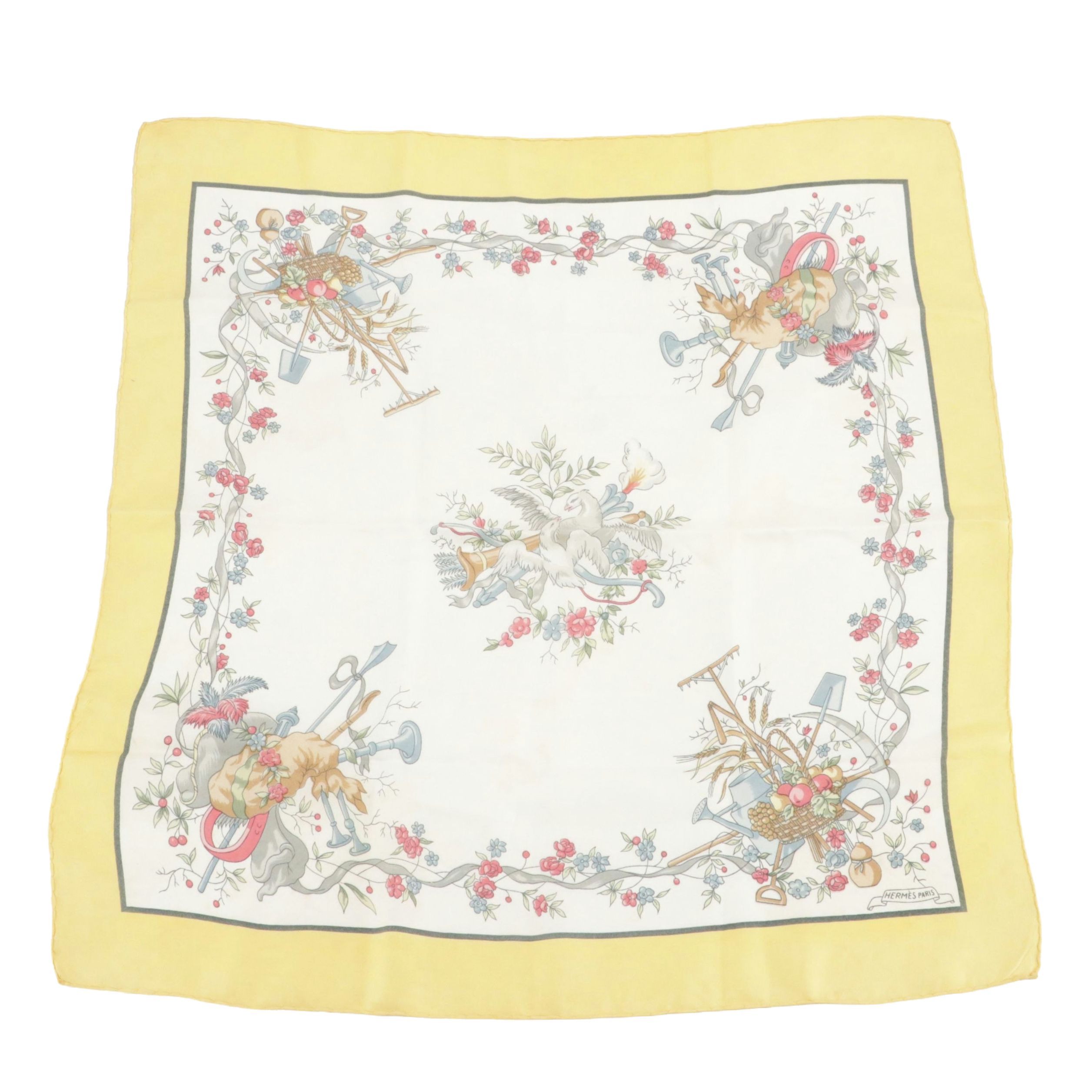 Hermès "Pastorale" Scarf 70 in Silk Twill, Circa 1930s