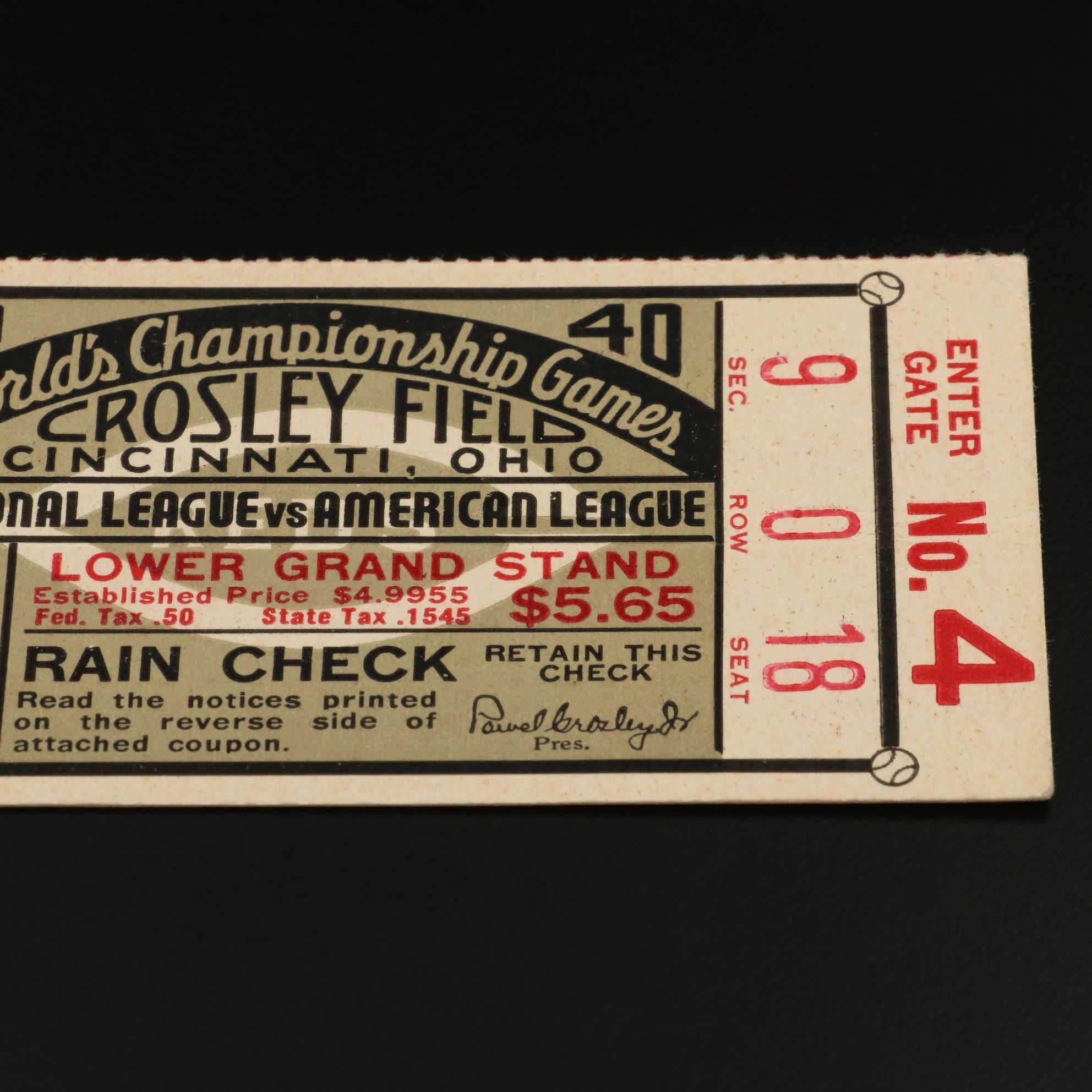 1940 World Series Ticket Stubs Featuring The Cincinnati Reds