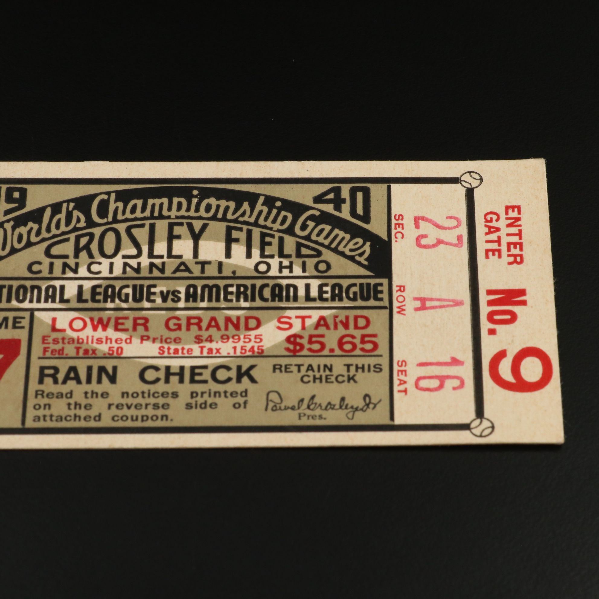 1940 World Series Ticket Stubs Featuring The Cincinnati Reds