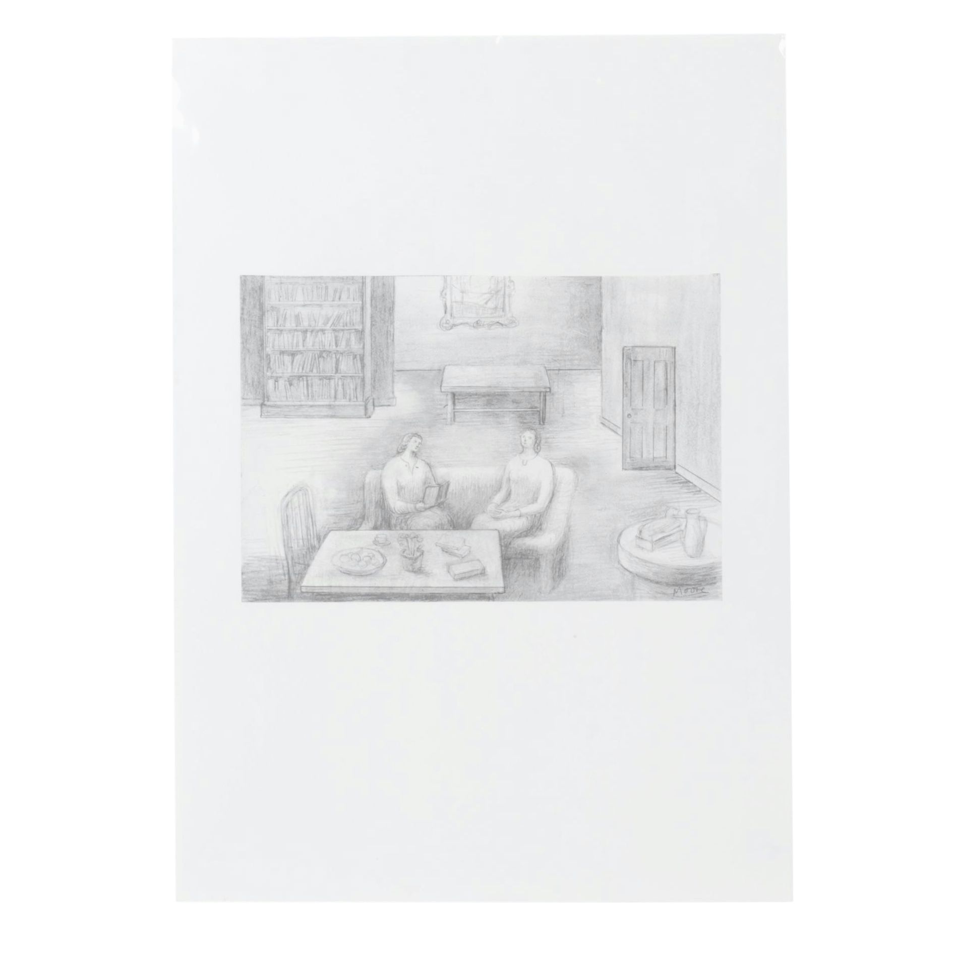 Offset Lithograph After Henry Moore "Two Women in a Sitting-Room", 1983