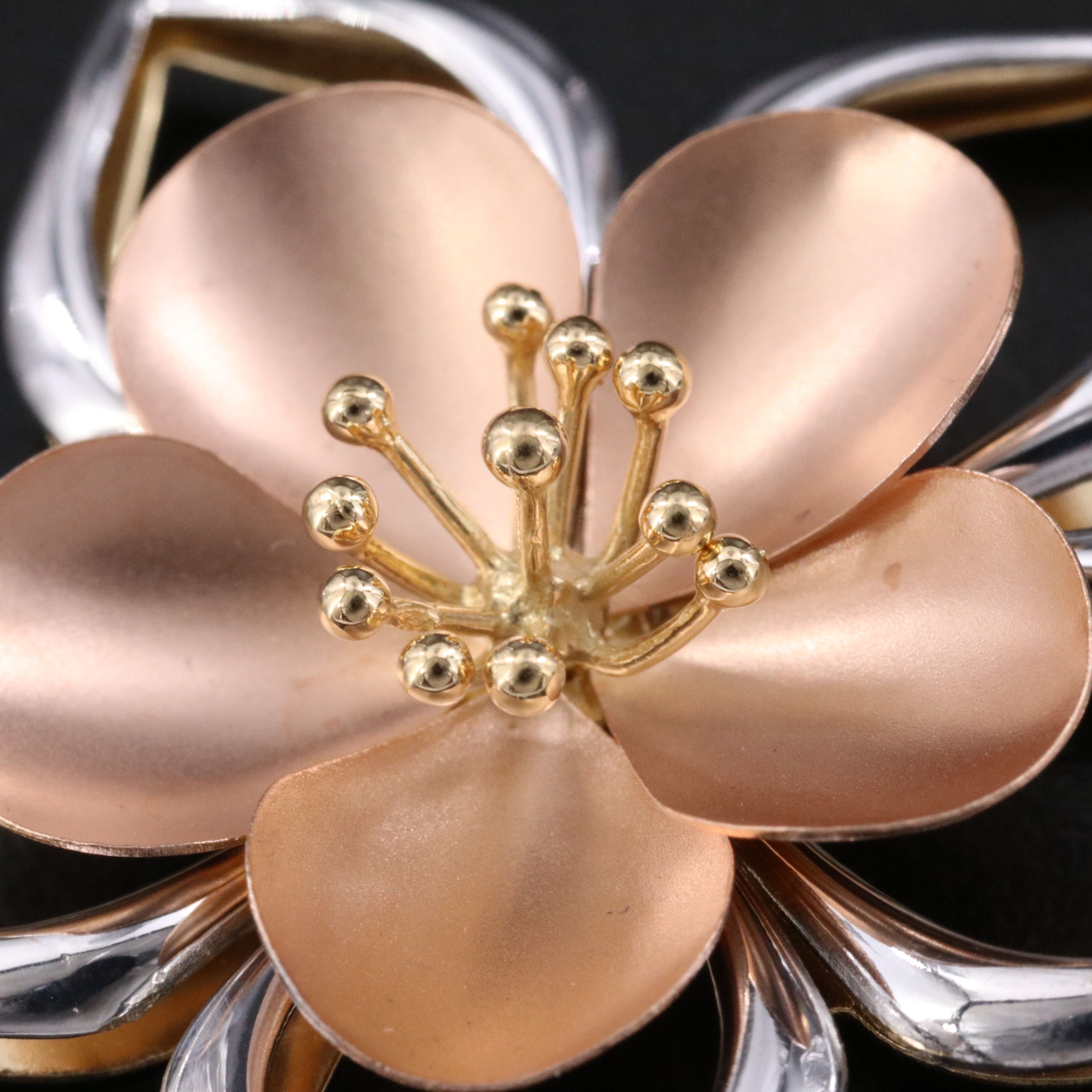 18K Tri-Color Plumeria Pendant