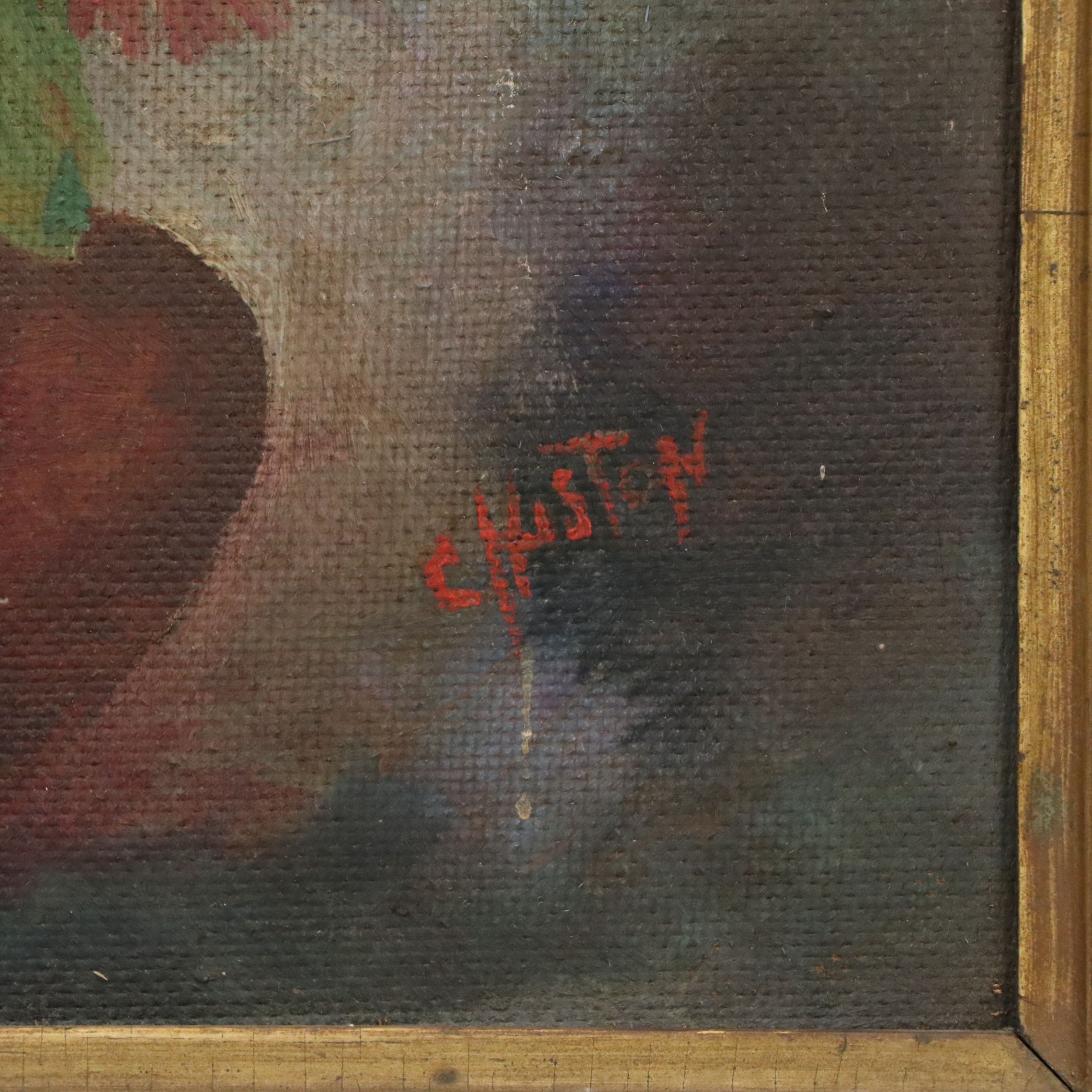 C. Huston Floral Oil Painting, Late 19th to Early 20th Century