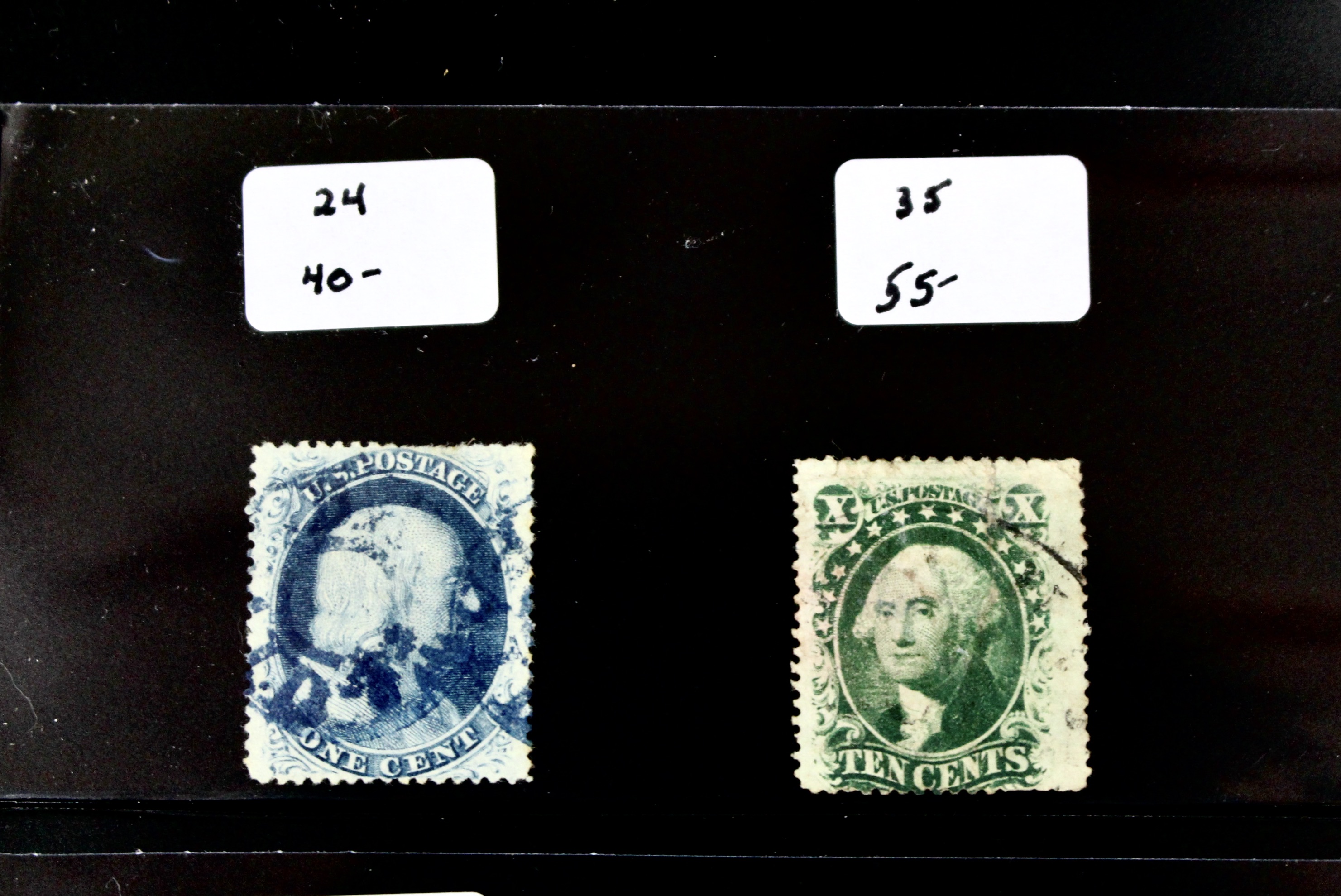 Group of Twenty Early U.S. Postage Stamps, Scott 24 to 159