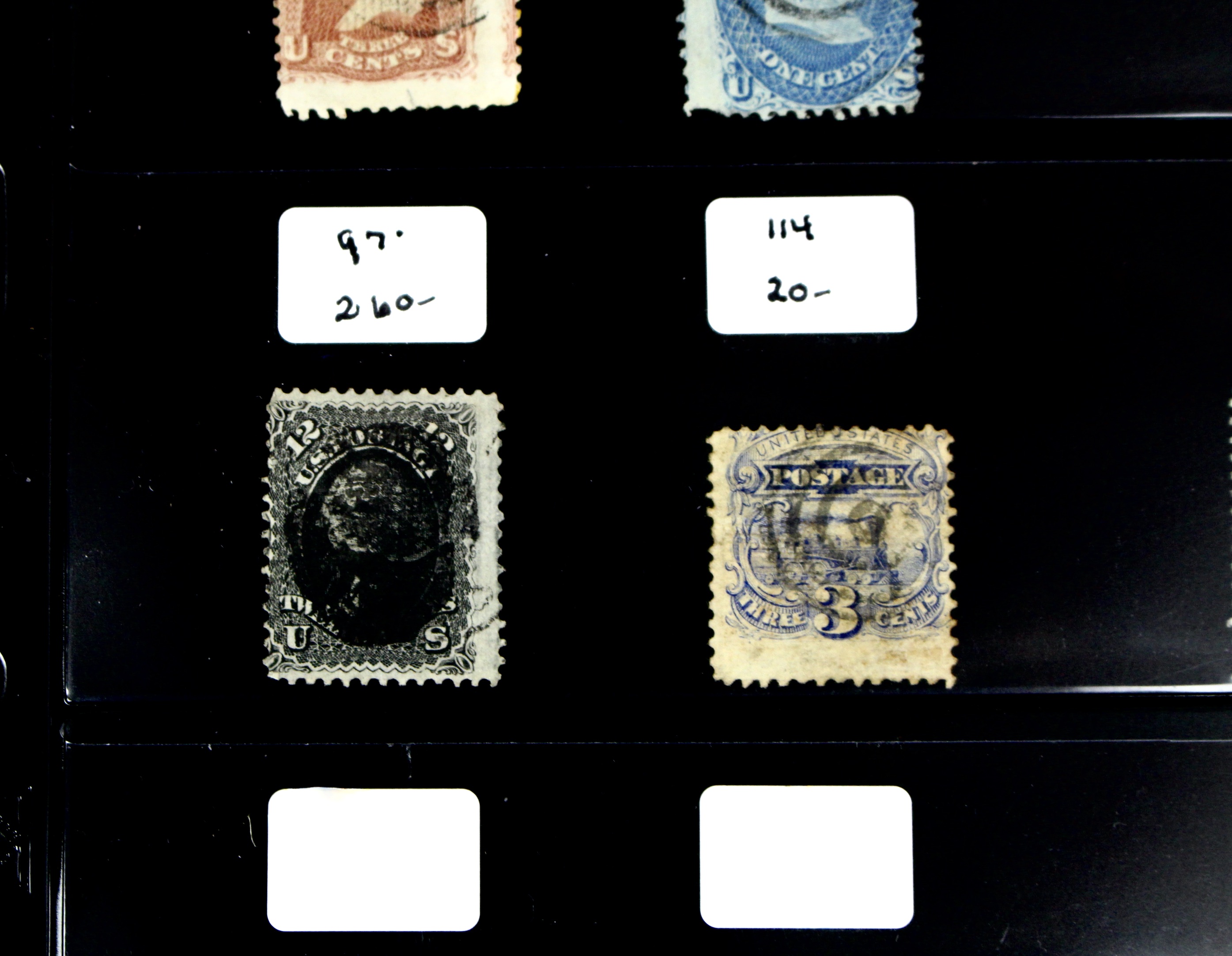 Group of Twenty Early U.S. Postage Stamps, Scott 24 to 159