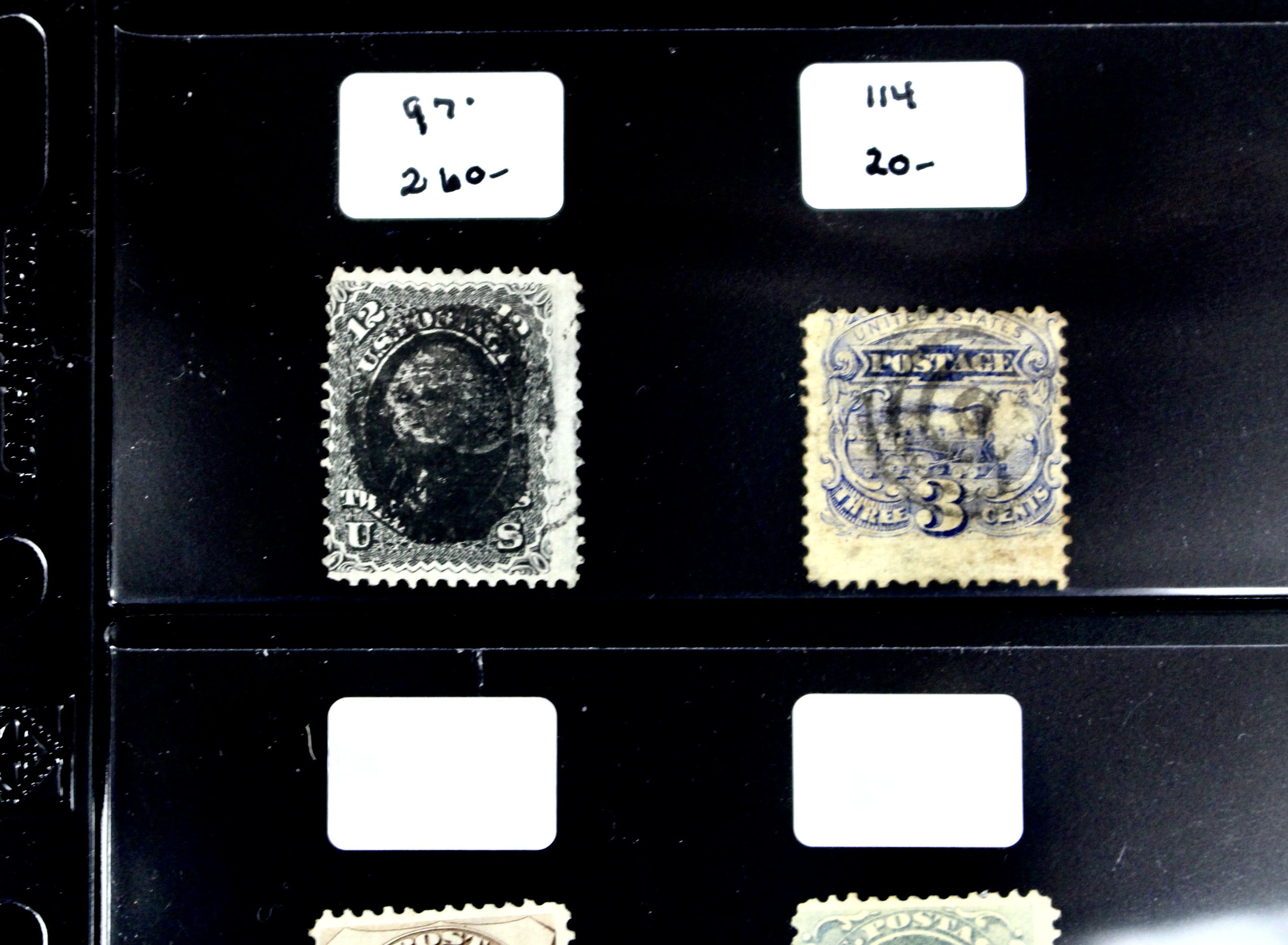 Group of Twenty Early U.S. Postage Stamps, Scott 24 to 159