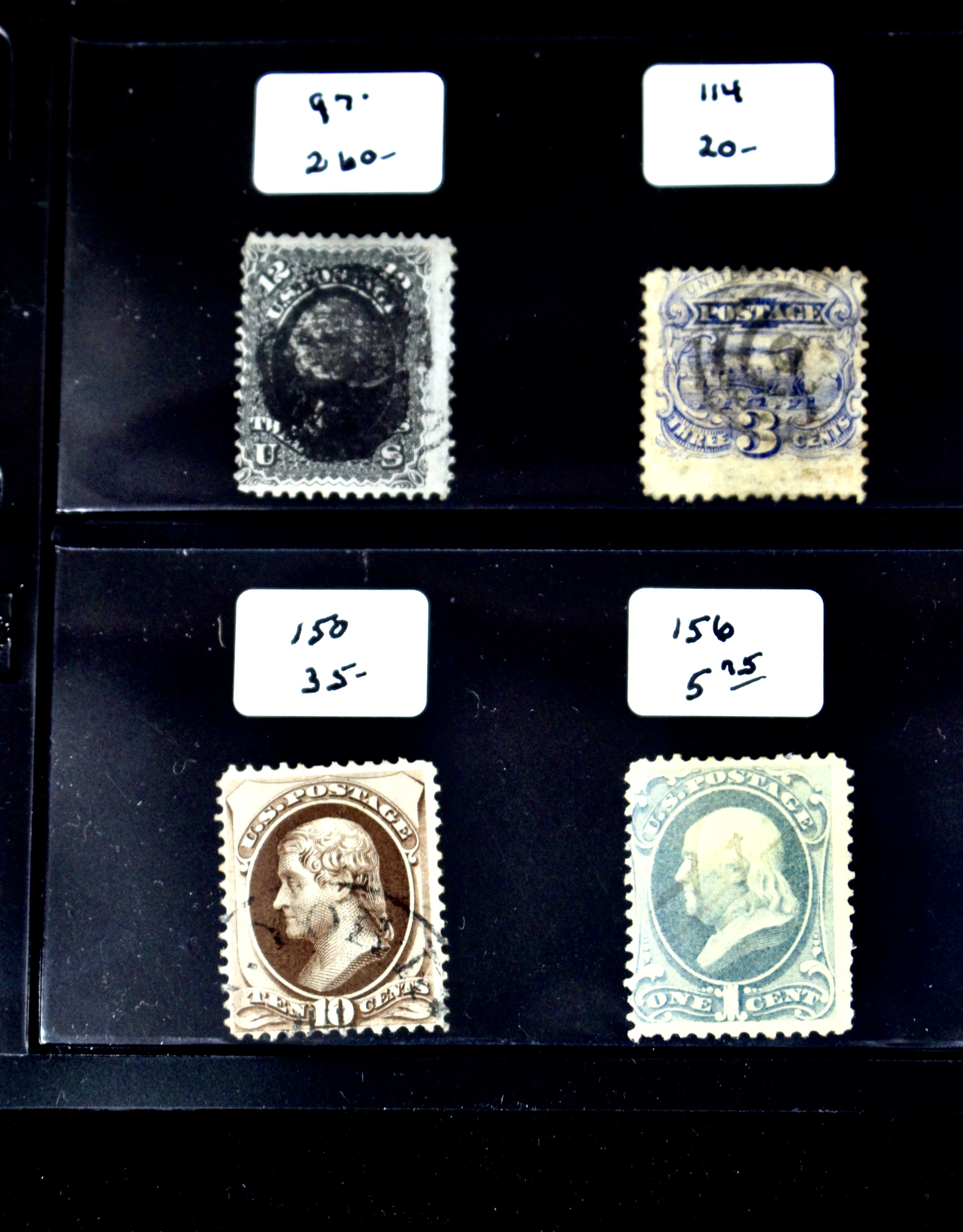 Group of Twenty Early U.S. Postage Stamps, Scott 24 to 159