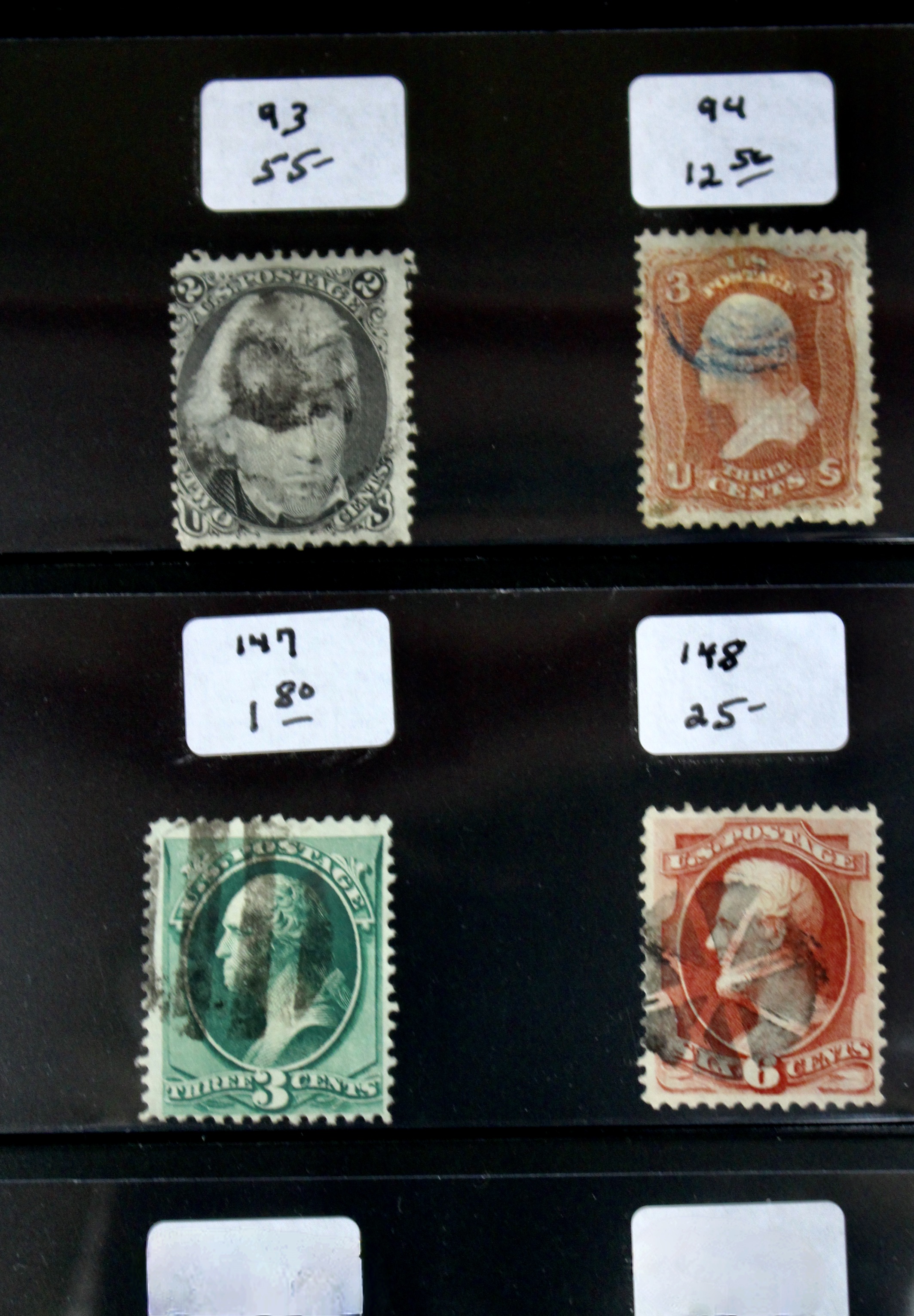 Group of Twenty Early U.S. Postage Stamps, Scott 24 to 159