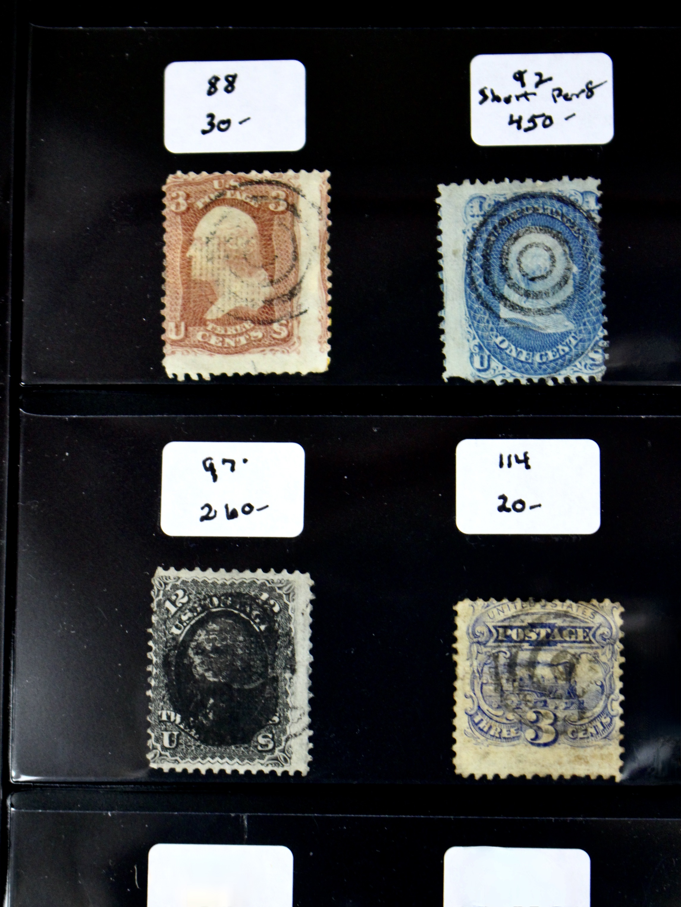 Group of Twenty Early U.S. Postage Stamps, Scott 24 to 159